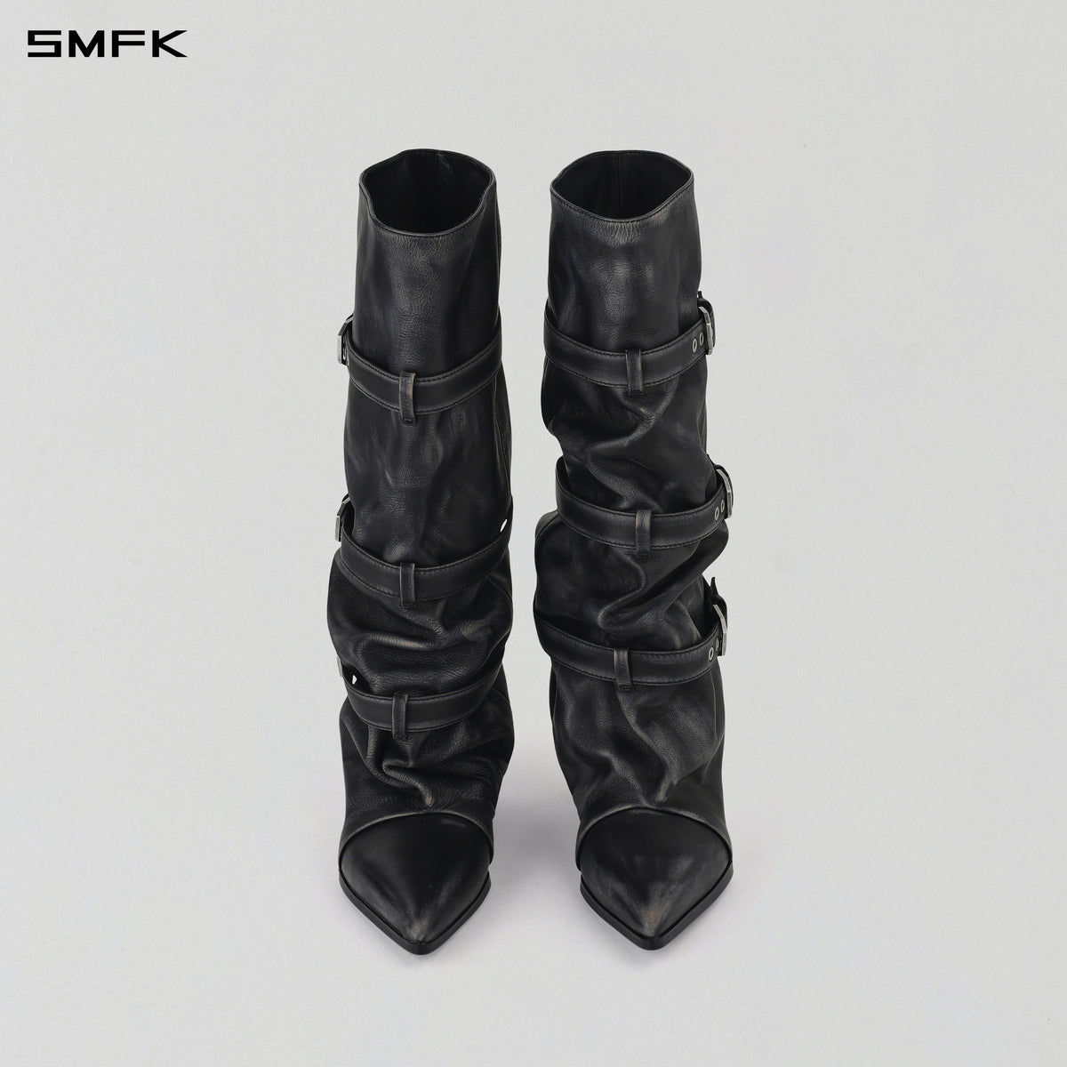 WIZARD HIGH-CALF COWBOY BOOTS/ HAND BURNISHED CALF/W GRAPHITE