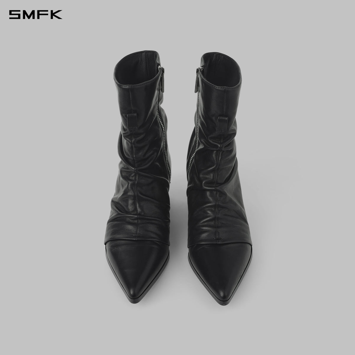 WIZARD CREASE MID-CALF THICK HEEL BOOTS/CALF/W WILD BLACK