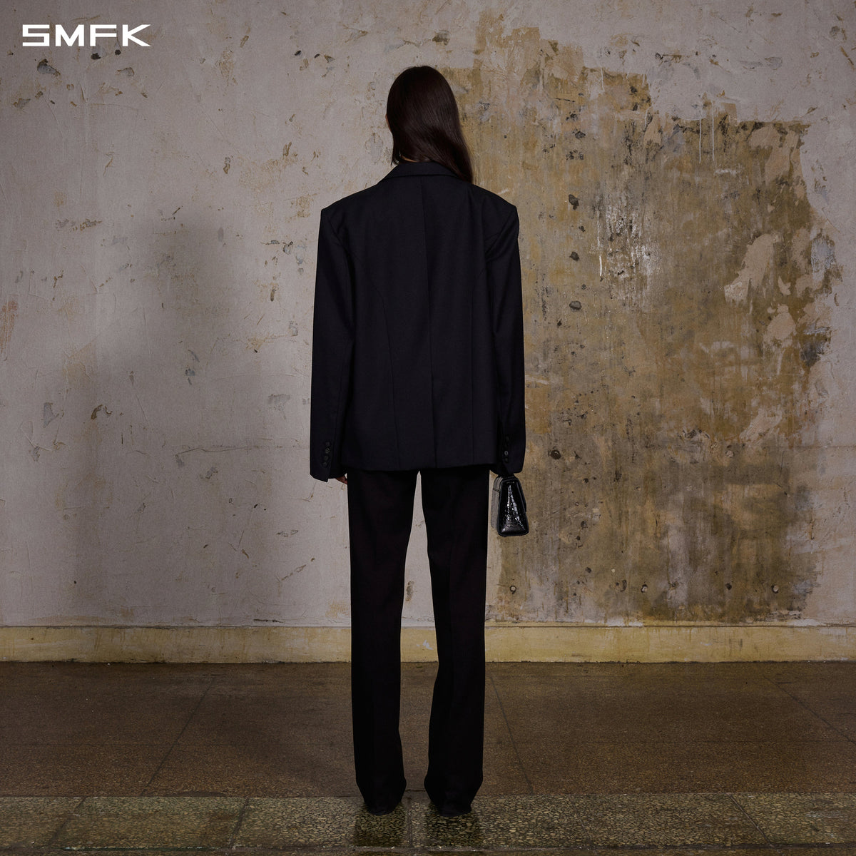 MYTH AEOLUS MUTATION LOOSE DOUBLE SUIT/WOOL+POLYESTER/U MIDNIGHT BLACK