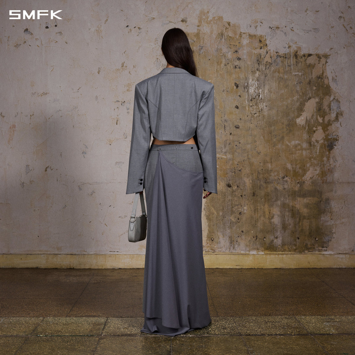 MYTH AEOLUS SHORT EVENING SUIT/POLYESTER+RAYON+LYOCELL GLACIER GREY