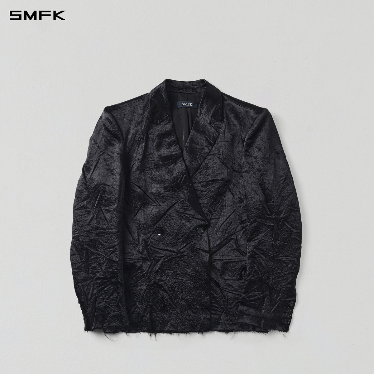 PROTO SAMPLE DOUBLE BREASTED SUIT/SHADOW ACETATE/U MIDNIGHT BLACK
