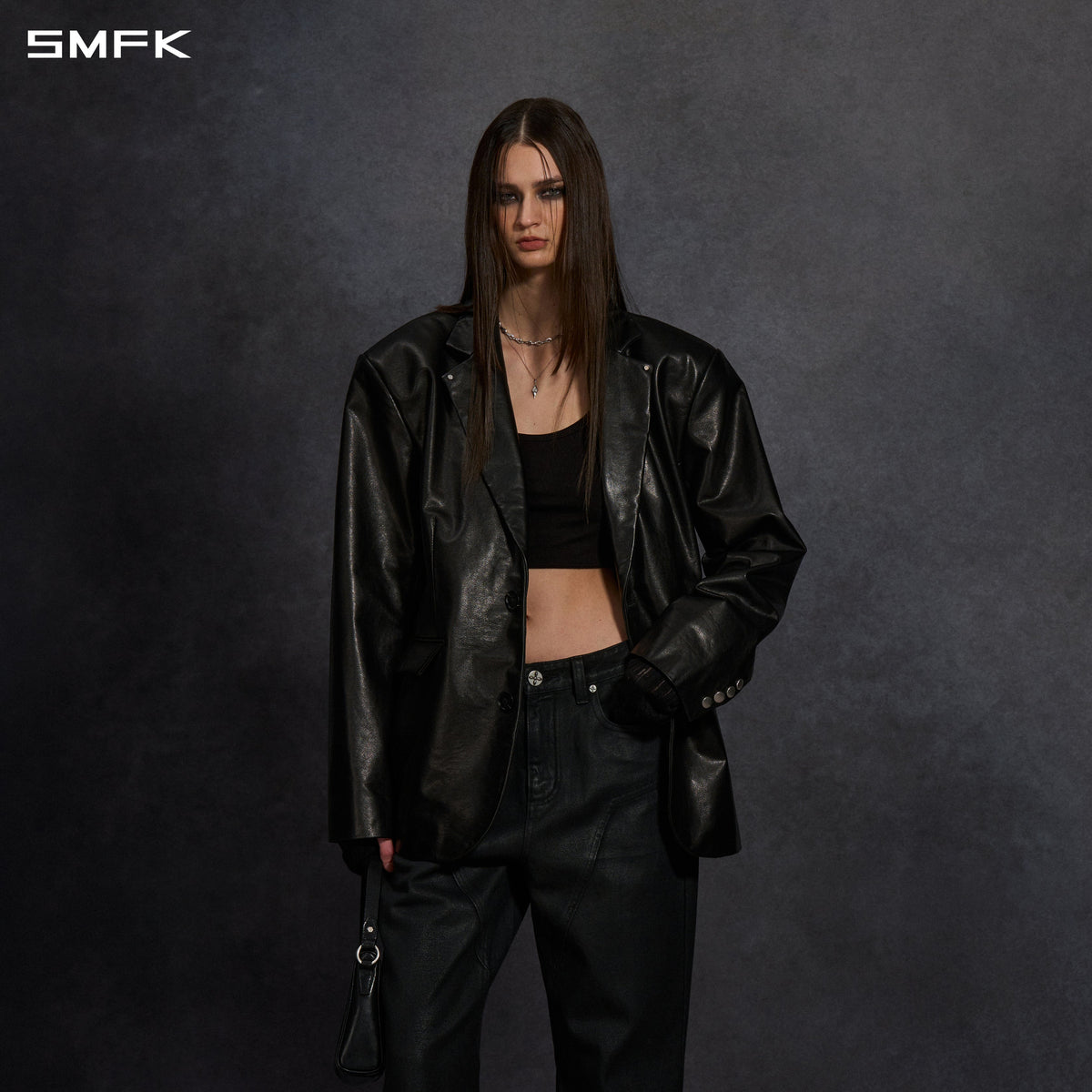 PERMANENT PROTO LEATHER SUIT/SOFT WAX CALF LEATHER/U MIDNIGHT BLACK
