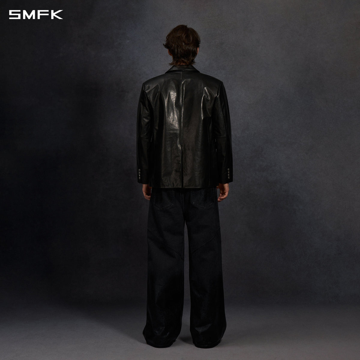 PERMANENT PROTO LEATHER SUIT/SOFT WAX CALF LEATHER/U MIDNIGHT BLACK