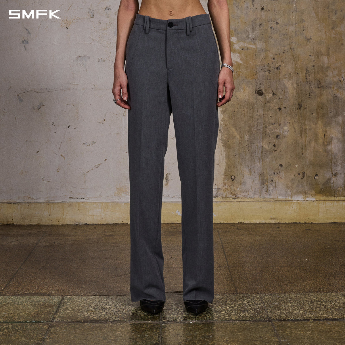 MIRAGE SIREN MIST SLIM FORMAL PANTS/POLYESTER+VISCOSE+SPANDEX+WOOL STORM GREY