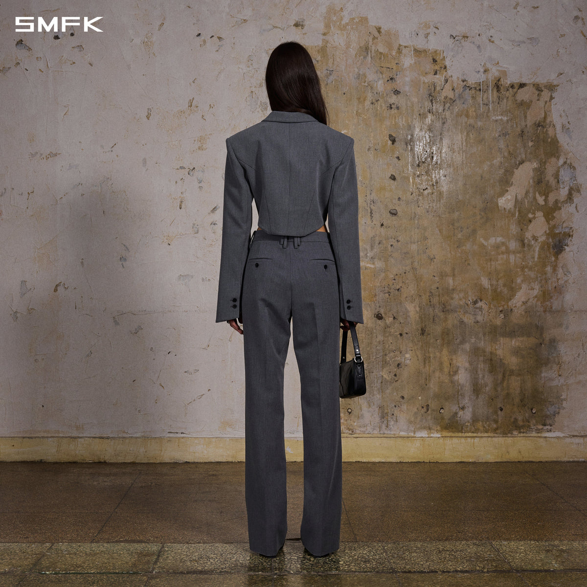 MIRAGE SIREN MIST SLIM FORMAL PANTS/POLYESTER+VISCOSE+SPANDEX+WOOL STORM GREY