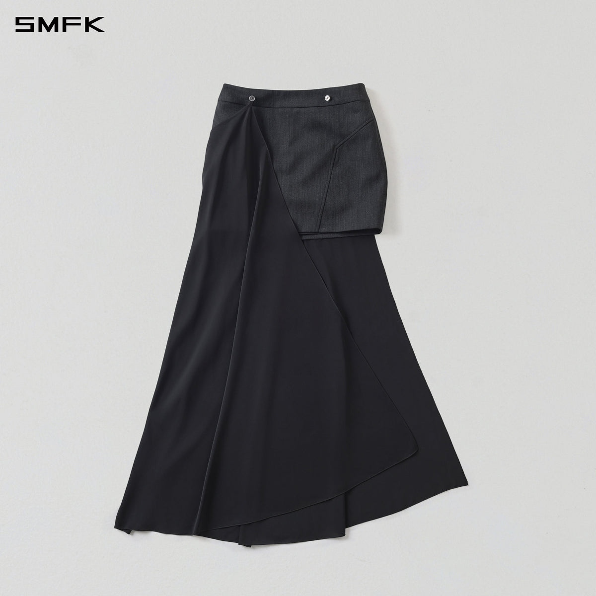 PERMANENT PRISM CAPE FORMAL SHORT SKIRT /WOOL+POLYESTER MIDNIGHT BLACK