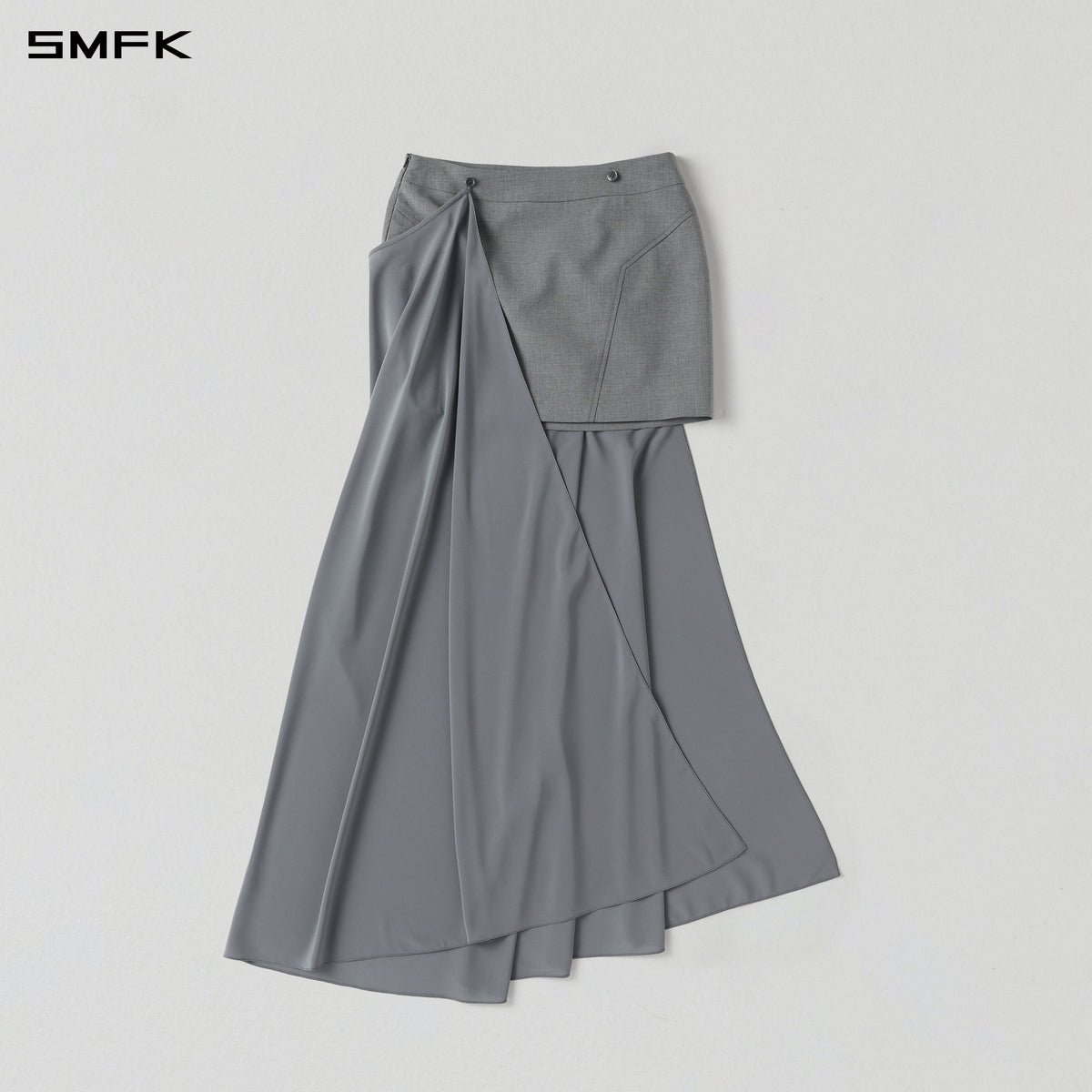PERMANENT PRISM CAPE FORMAL SHORT SKIRT/POLYESTER + VISCOSE + WOOL GLACIER GREY