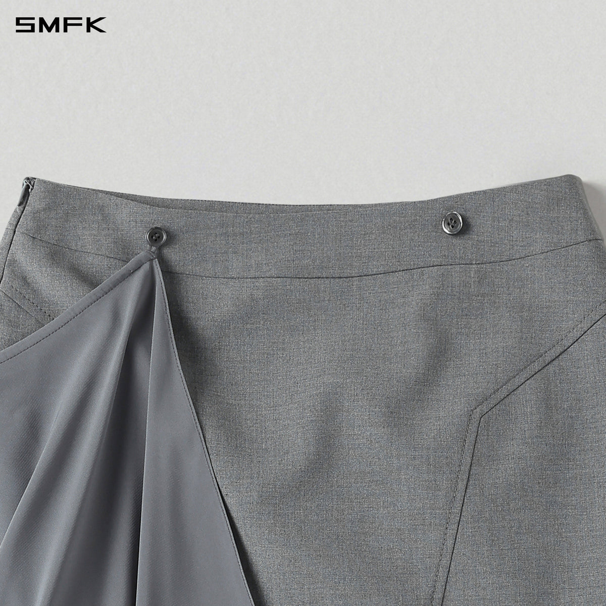 PERMANENT PRISM CAPE FORMAL SHORT SKIRT/POLYESTER + VISCOSE + WOOL GLACIER GREY