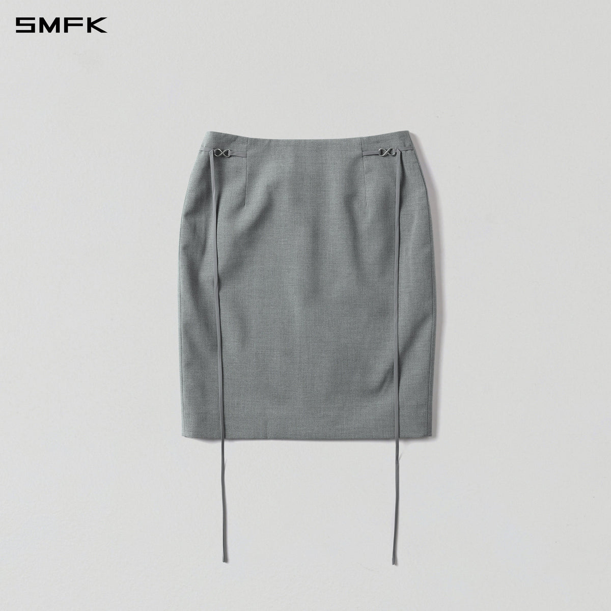 PERMANENT ELEGANT FORMAL MIDDLE SKIRT/POLYESTER+VISCOSE+WOOL GLACIER GREY
