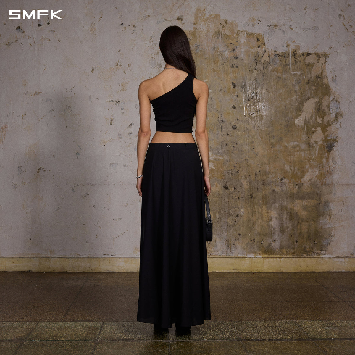 PERMANENT PRISM CAPE FORMAL MERMAID SKIRT/POLYESTER + VISCOSE + WOOL MIDNIGHT BLACK