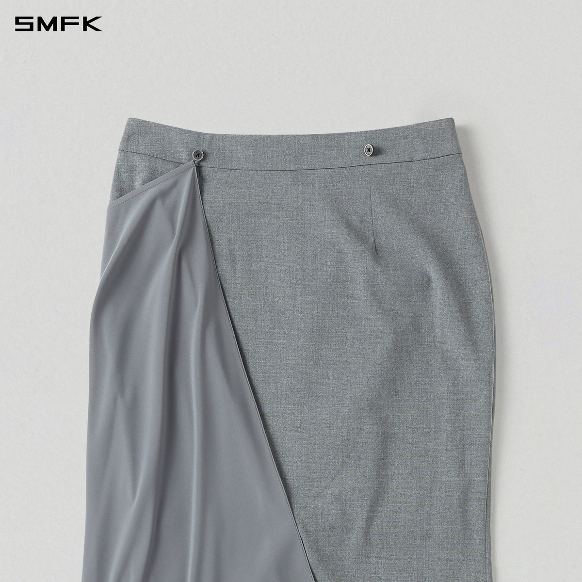 PERMANENT PRISM CAPE FORMAL MERMAID SKIRT/POLYESTER + VISCOSE + WOOL GLACIER GREY