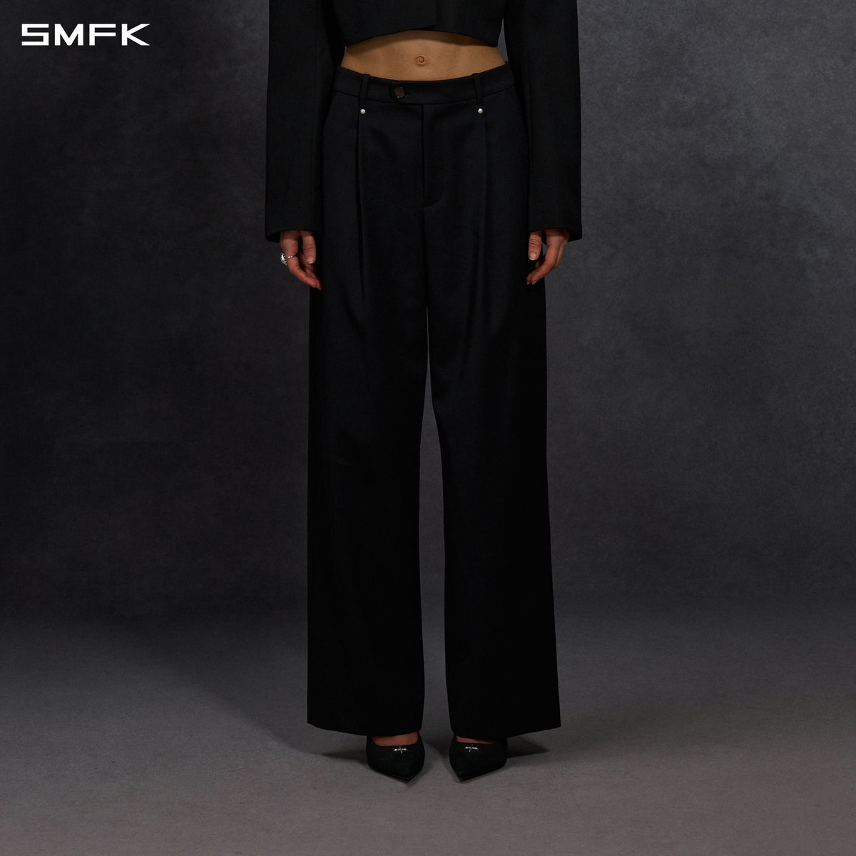 MYTH AEOLUS SYMMETRY STRT FORMAL PANTS/WOOL/W WILD BLACK