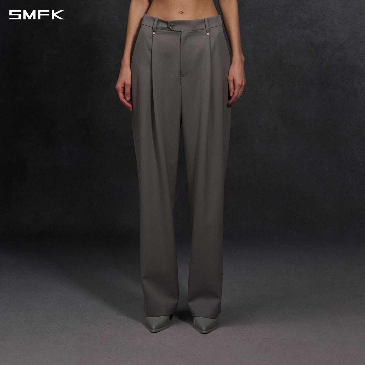 MYTH AEOLUS SYMMETRY STRT FORMAL PANTS/WOOL/W MIST GREY