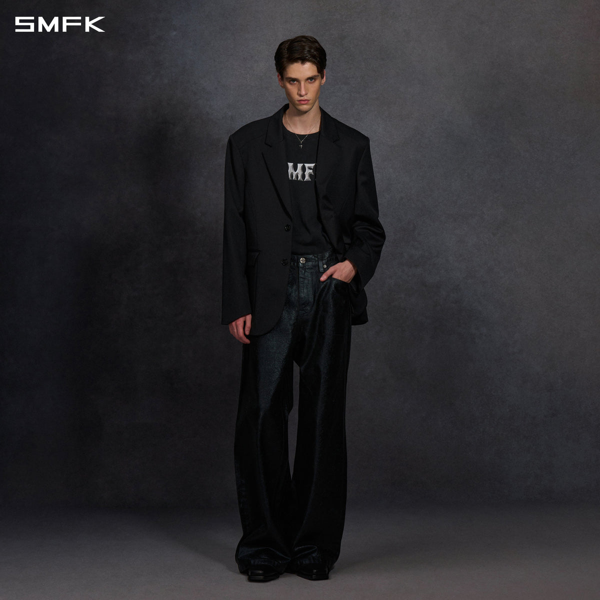 MYTH AEOLUS SYMMETRY LOOSE FORMAL SUIT/WOOL/U WILD BLACK