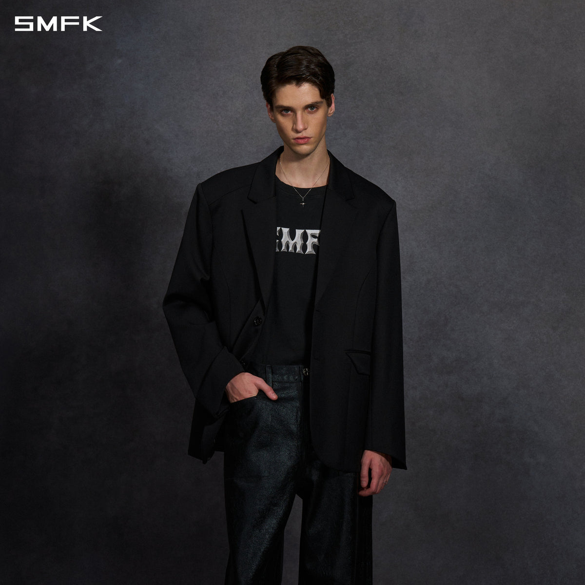 MYTH AEOLUS SYMMETRY LOOSE FORMAL SUIT/WOOL/U WILD BLACK