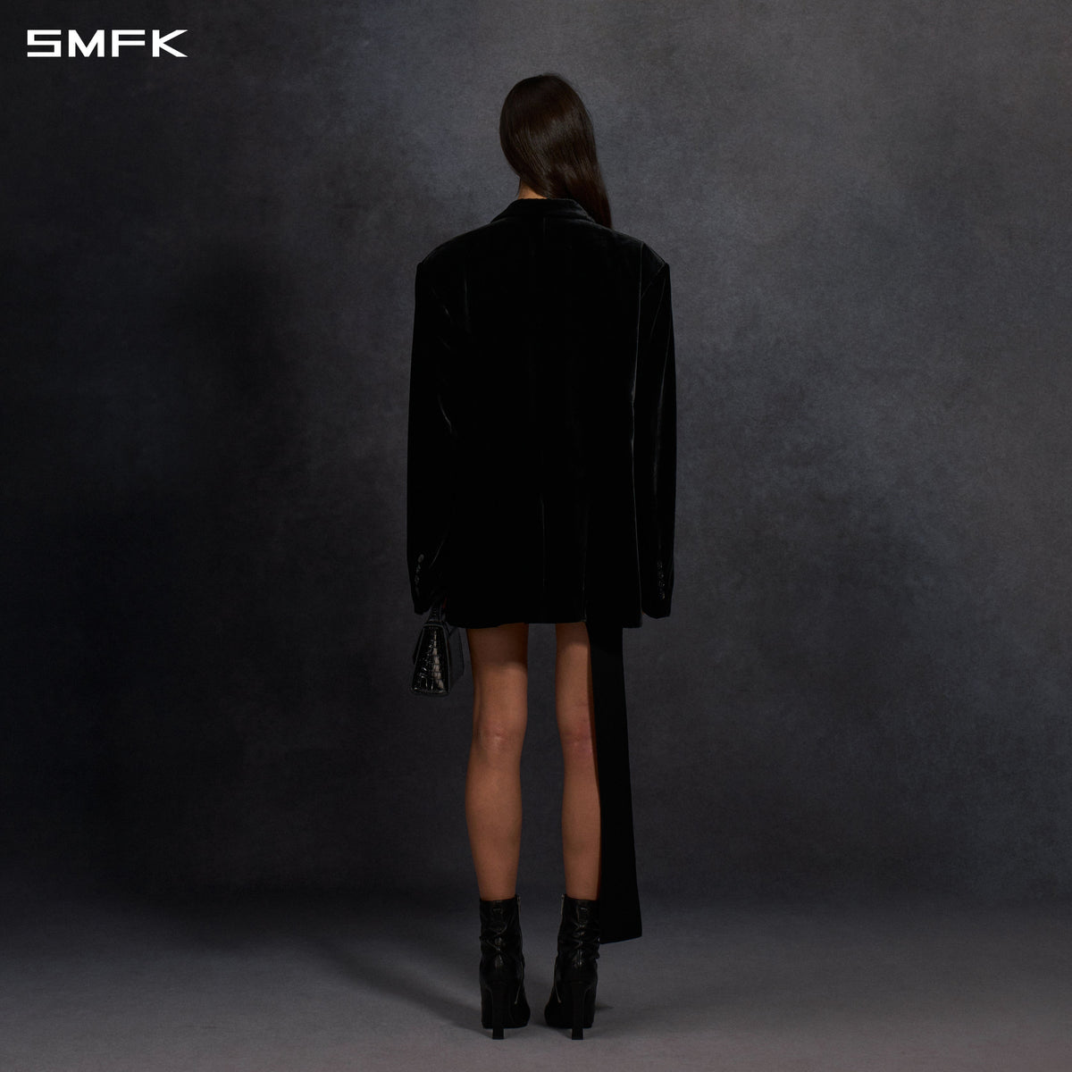 MYTH AEOLUS SYMMETRY LOOSE FORMAL SUIT/SILK VELVET/U BLACK VELVET