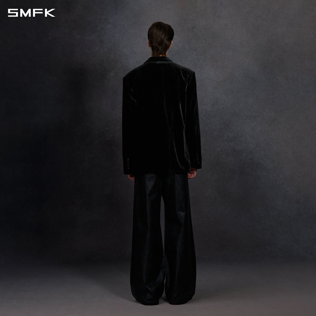 MYTH AEOLUS SYMMETRY LOOSE FORMAL SUIT/SILK VELVET/U BLACK VELVET