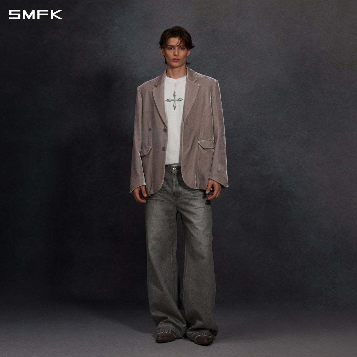 MYTH AEOLUS SYMMETRY LOOSE FORMAL SUIT/SILK VELVET/U SLIVER VELVET