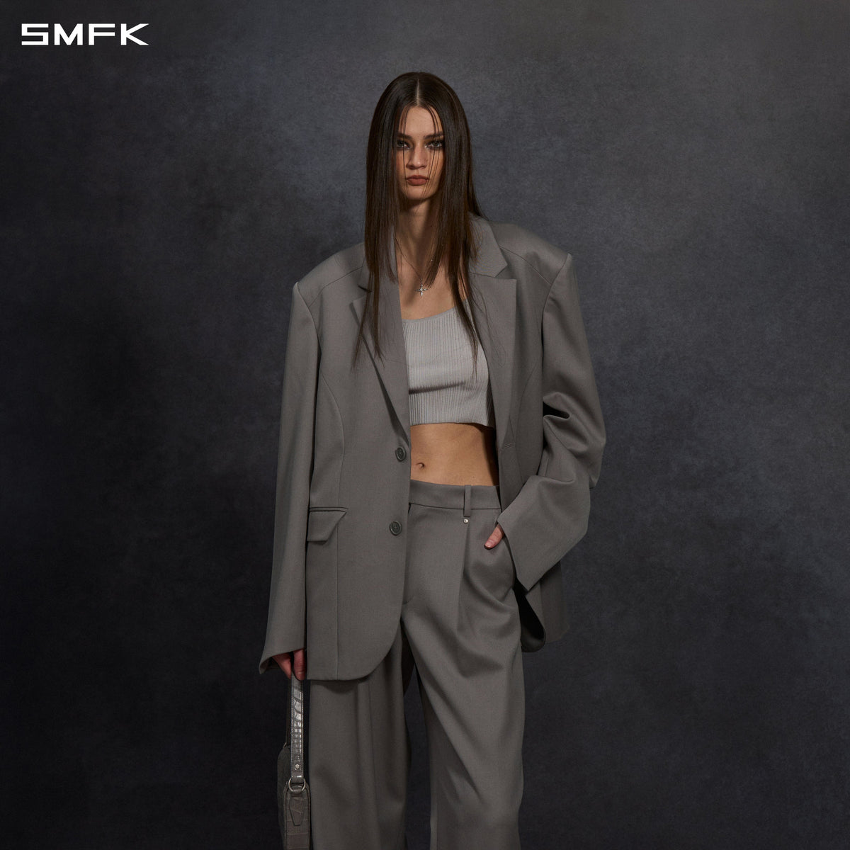 MYTH AEOLUS SYMMETRY LOOSE FORMAL SUIT/WOOL/U MIST GREY