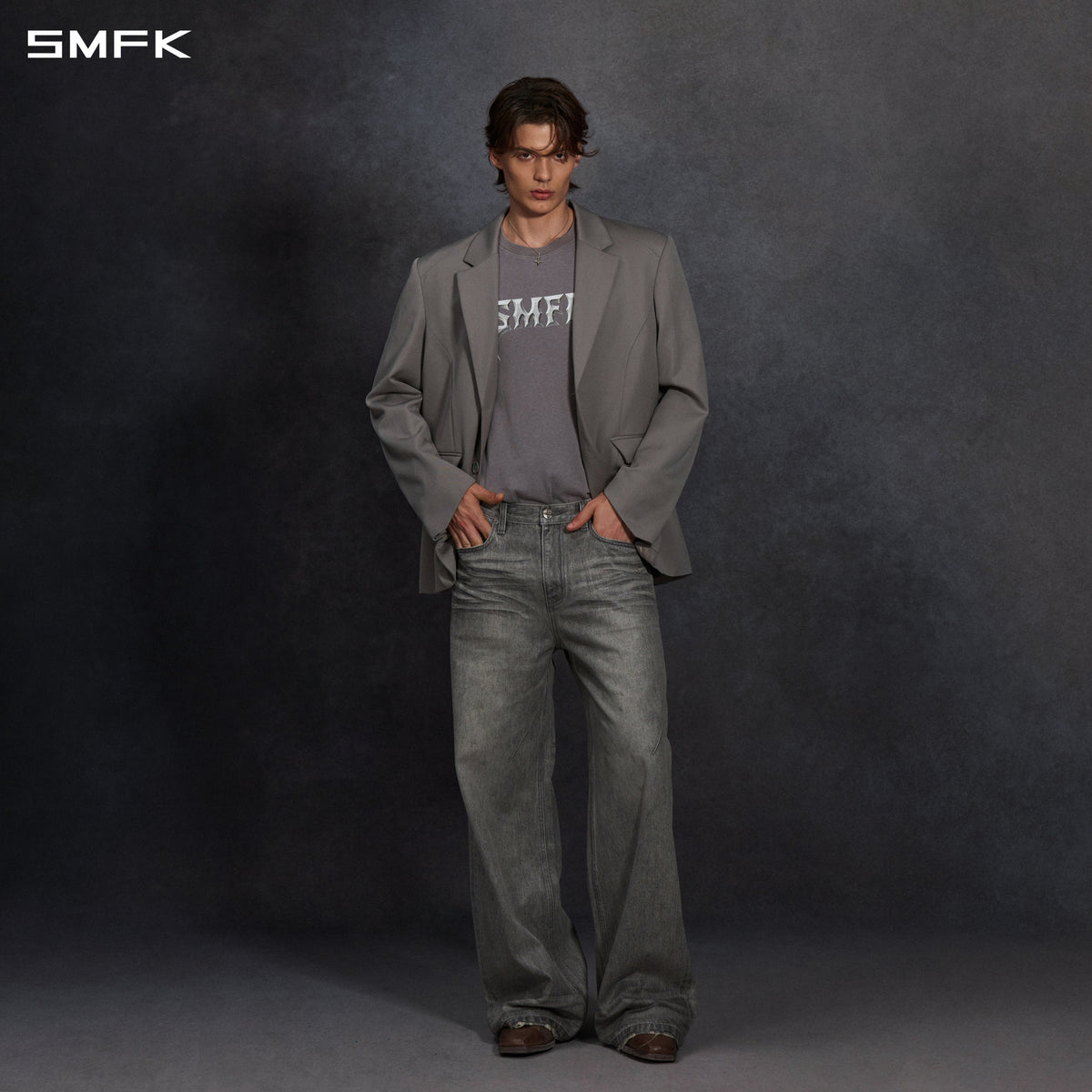 MYTH AEOLUS SYMMETRY LOOSE FORMAL SUIT/WOOL/U MIST GREY