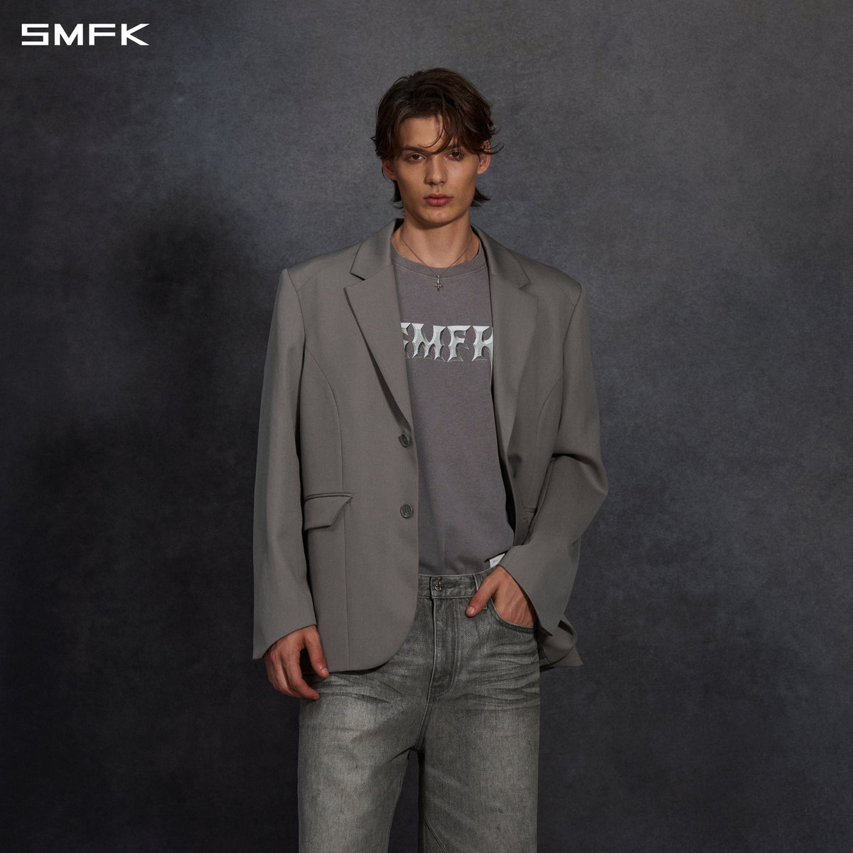 MYTH AEOLUS SYMMETRY LOOSE FORMAL SUIT/WOOL/U MIST GREY
