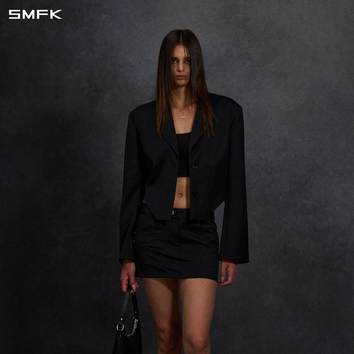 MYTH AEOLUS SYMMETRY CUT FORMAL SHORT SUIT/WOOL WILD BLACK