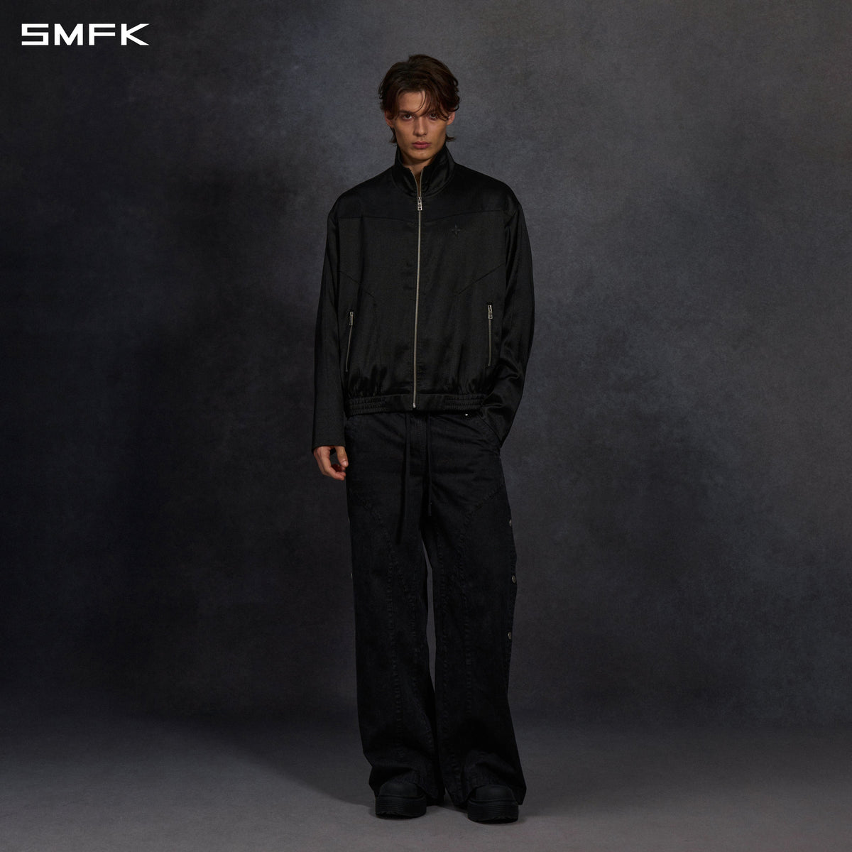 MYTH AEOLUS SYMMETRY LOOSE TRAINING JACKET /LENZING TENCL/U METALLIC BLACK