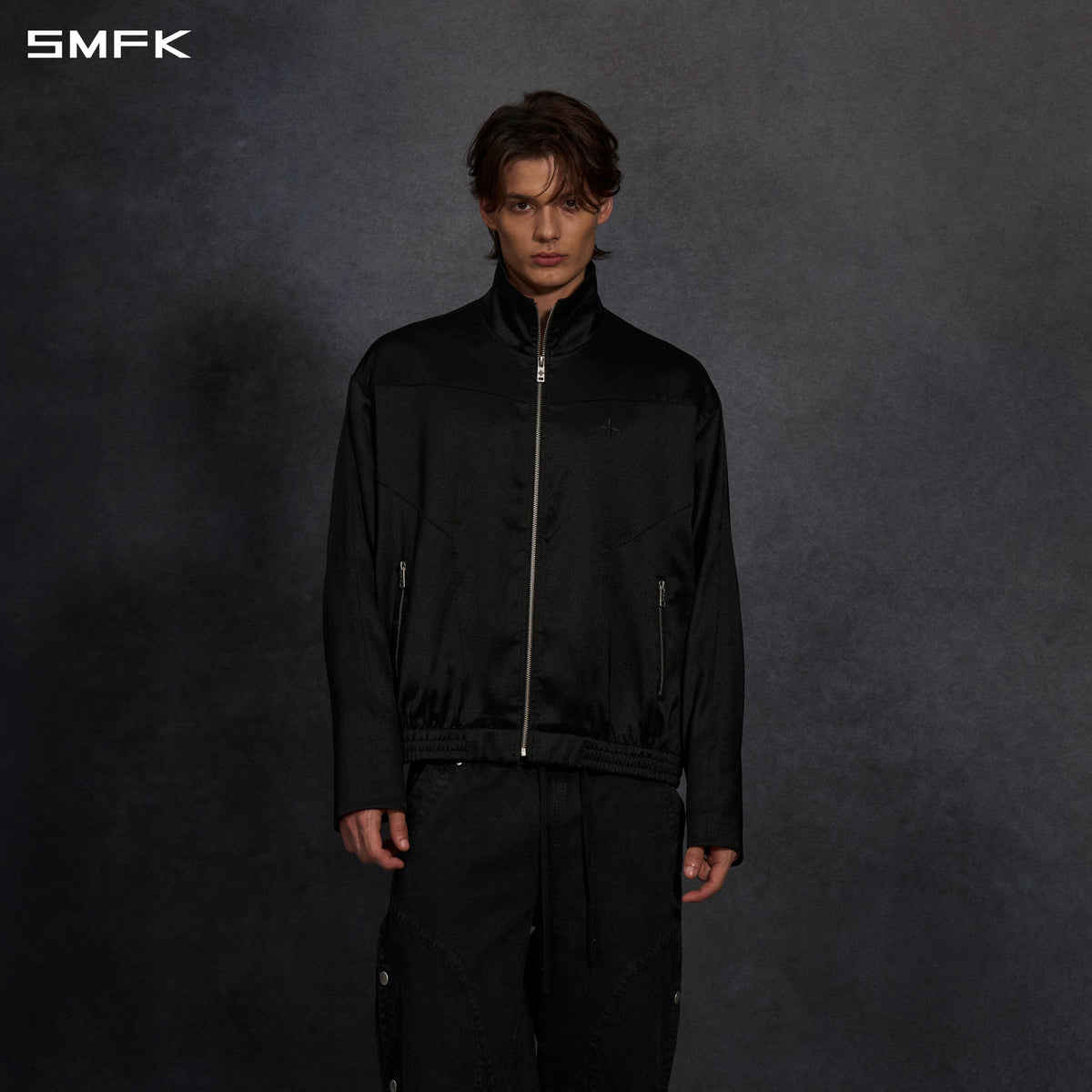 MYTH AEOLUS SYMMETRY LOOSE TRAINING JACKET /LENZING TENCL/U METALLIC BLACK