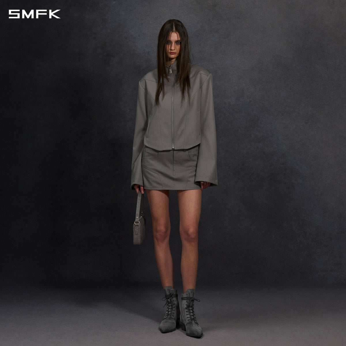 MYTH AEOLUS SYMMETRY FORMAL LAPEL JACKET/WOOL MIST GREY