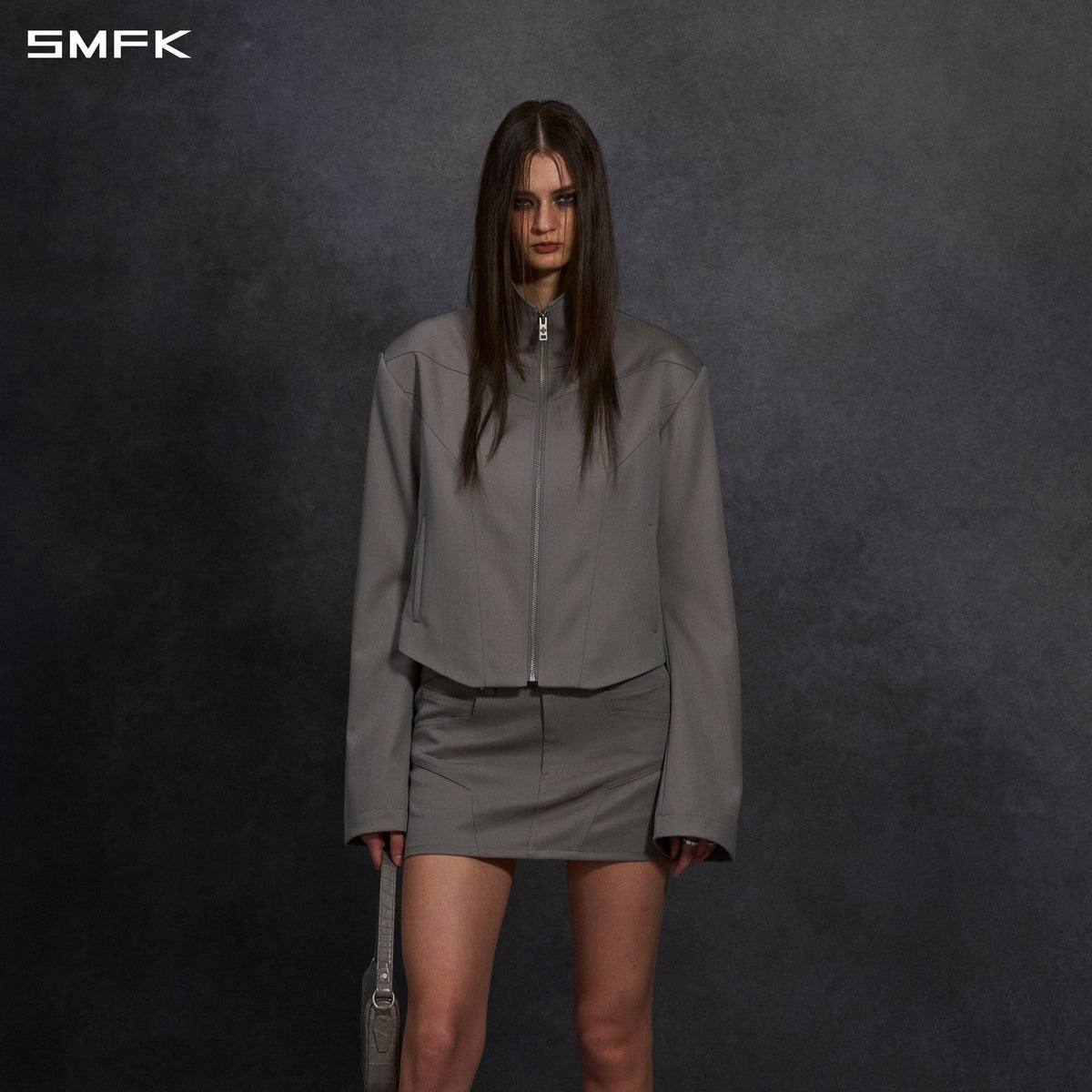 MYTH AEOLUS SYMMETRY FORMAL LAPEL JACKET/WOOL MIST GREY