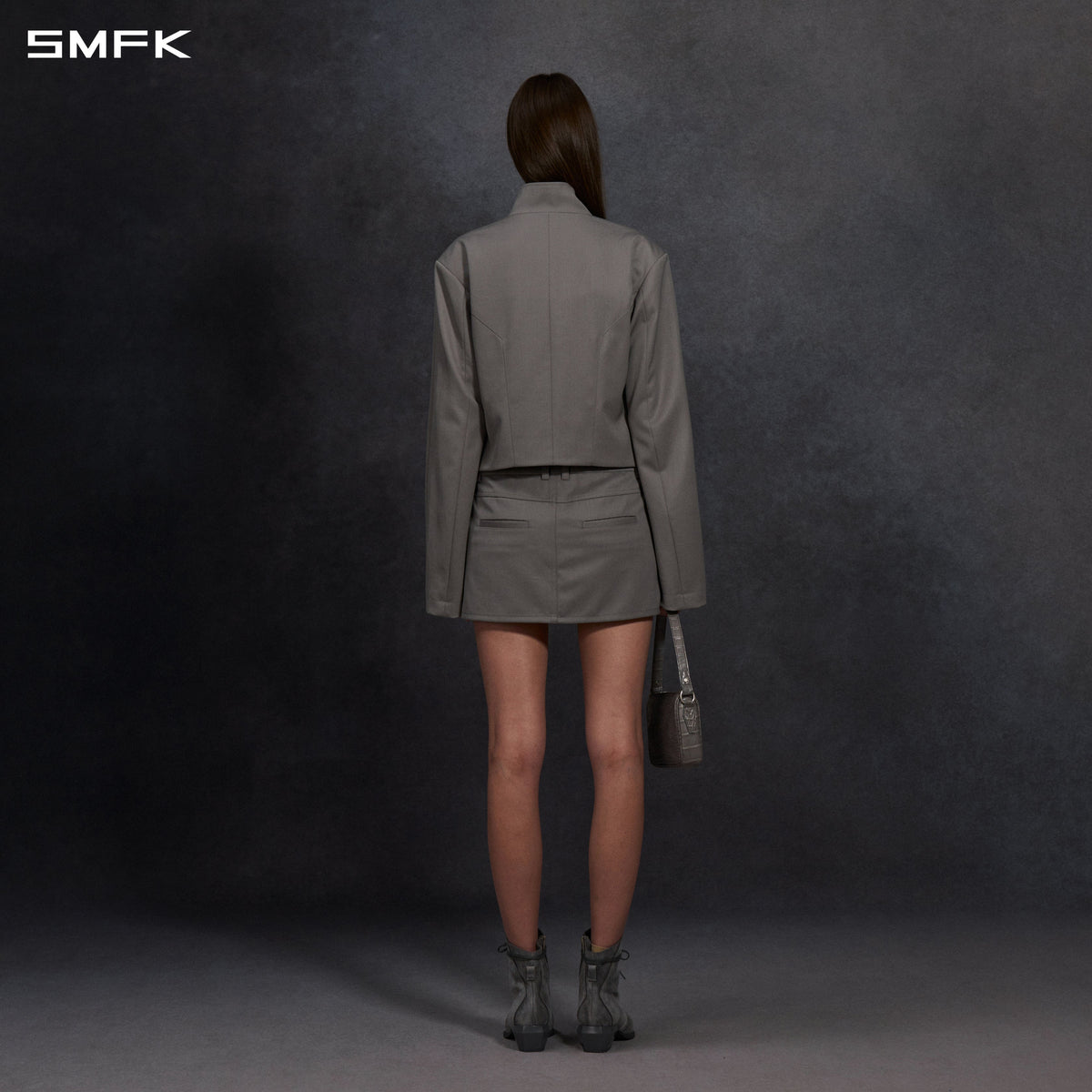 MYTH AEOLUS SYMMETRY FORMAL LAPEL JACKET/WOOL MIST GREY