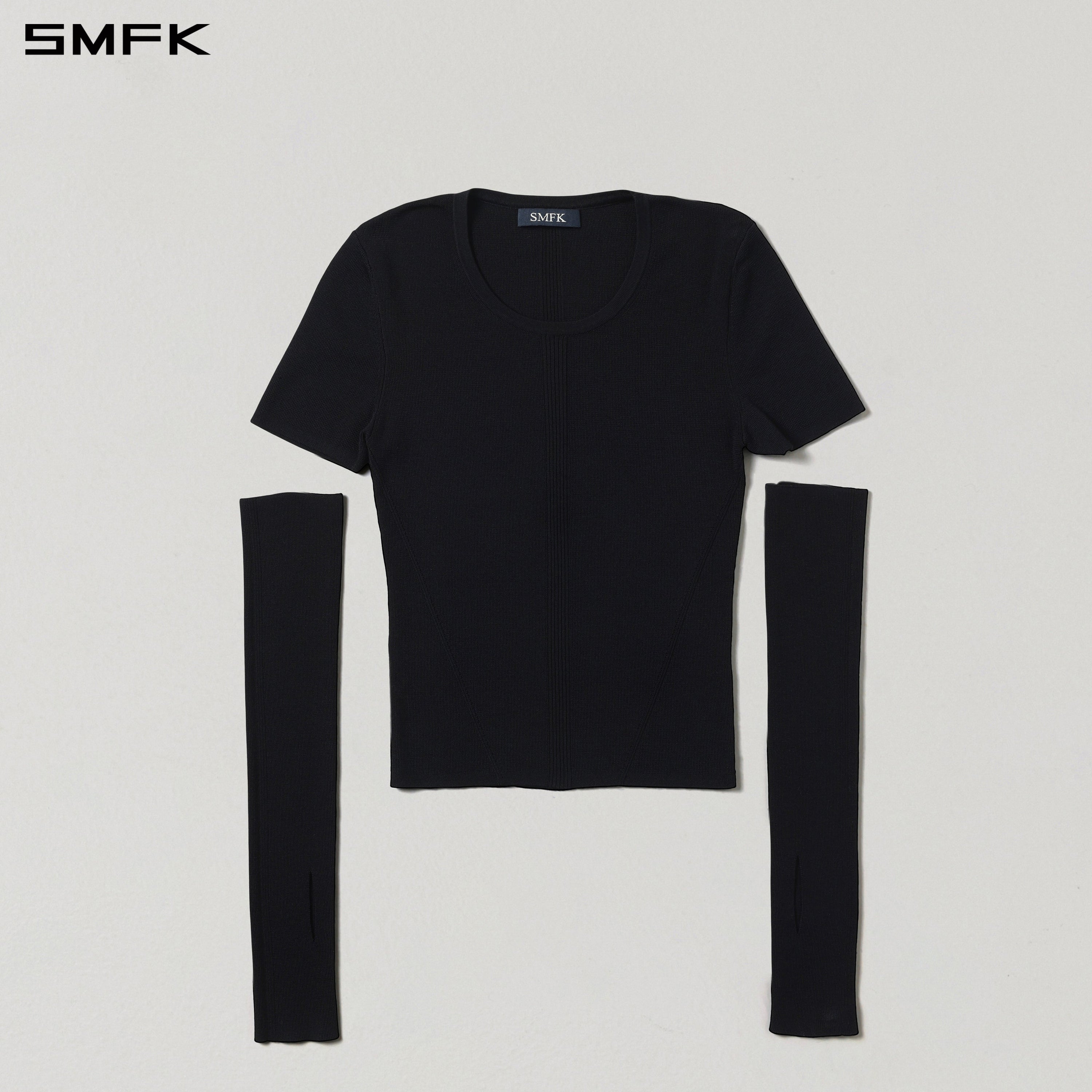 MYTH SIREN EVENING SLIM KNIT TEE/TENCEL+SILK WILD BLACK
