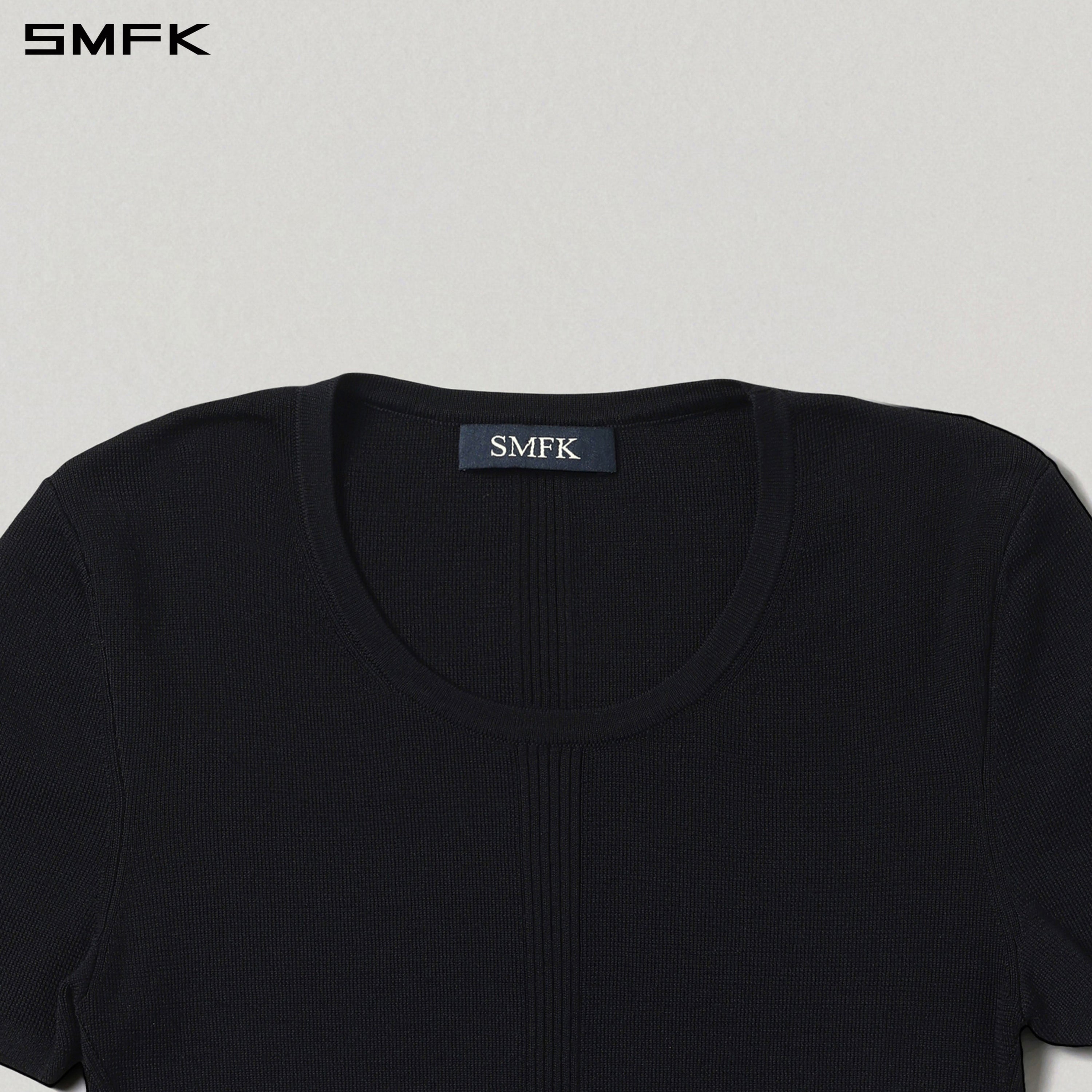 MYTH SIREN EVENING SLIM KNIT TEE/TENCEL+SILK WILD BLACK