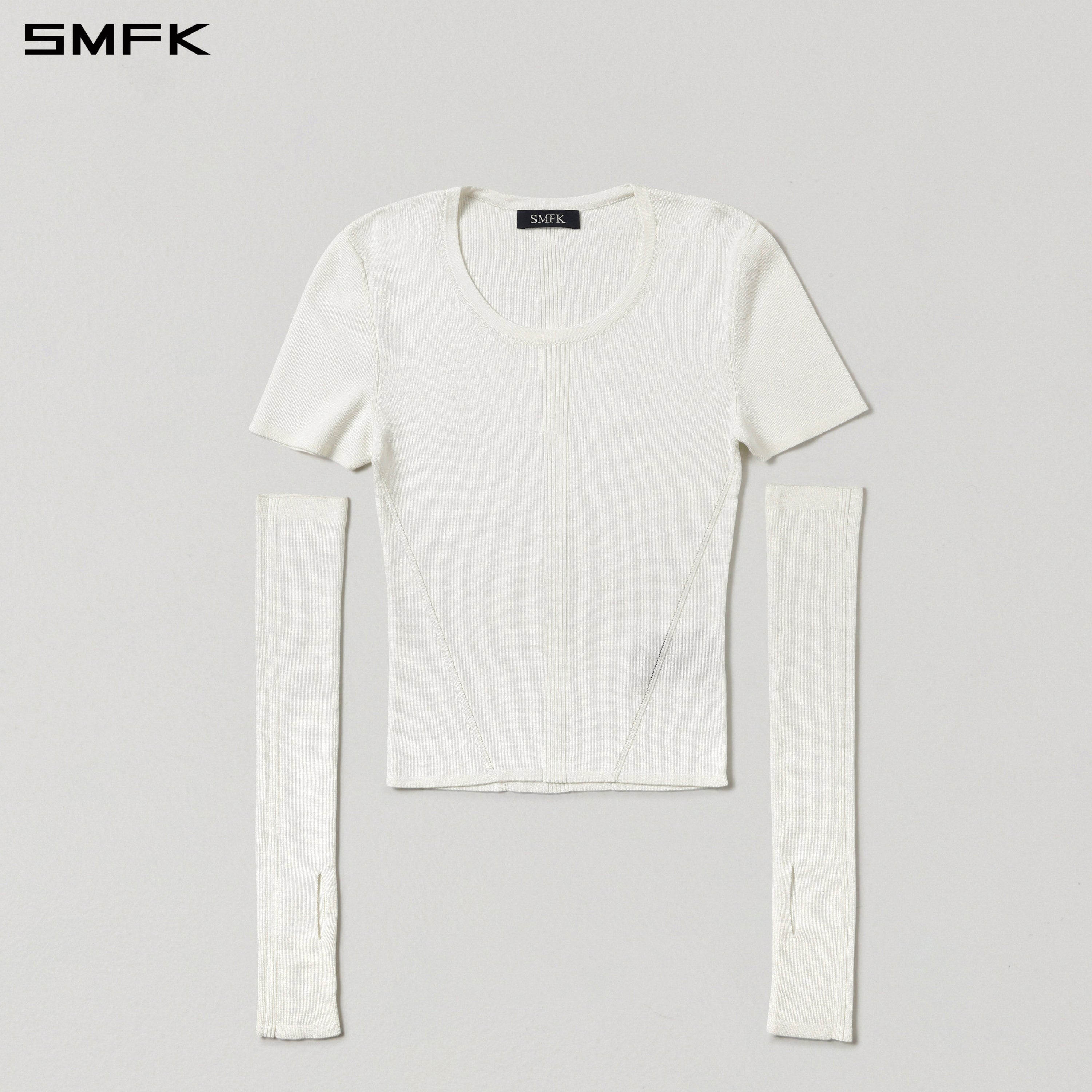 MYTH SIREN EVENING SLIM KNIT TEE/TENCEL+SILK CLOUD WHITE