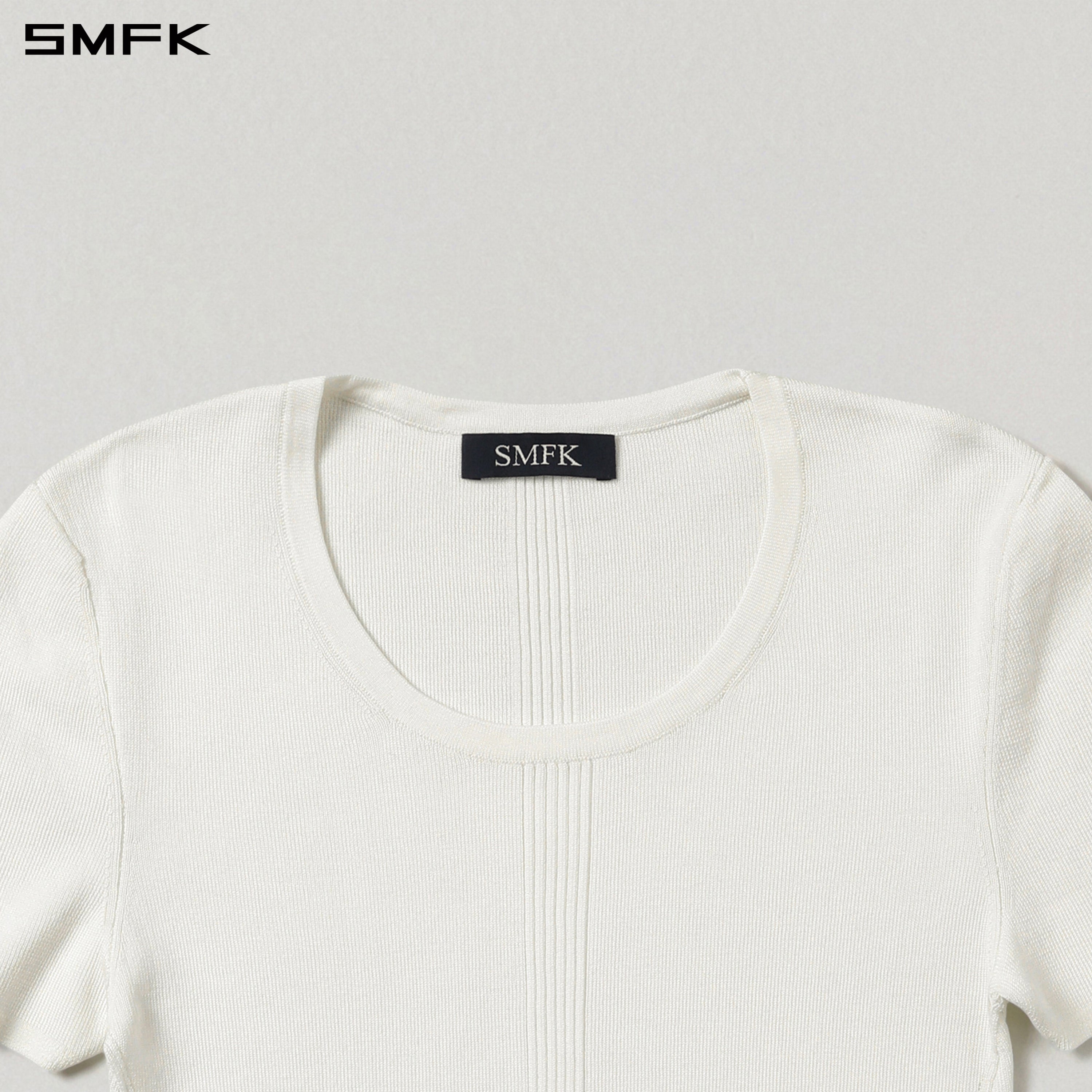 MYTH SIREN EVENING SLIM KNIT TEE/TENCEL+SILK CLOUD WHITE