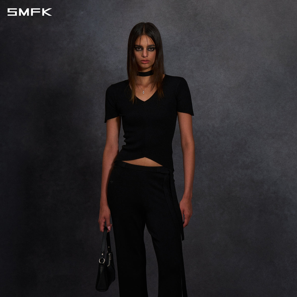 MYTH AEOLUS EVENING KNIT TEE /LENZING TENCEL+SILK+COTTON WILD BLACK