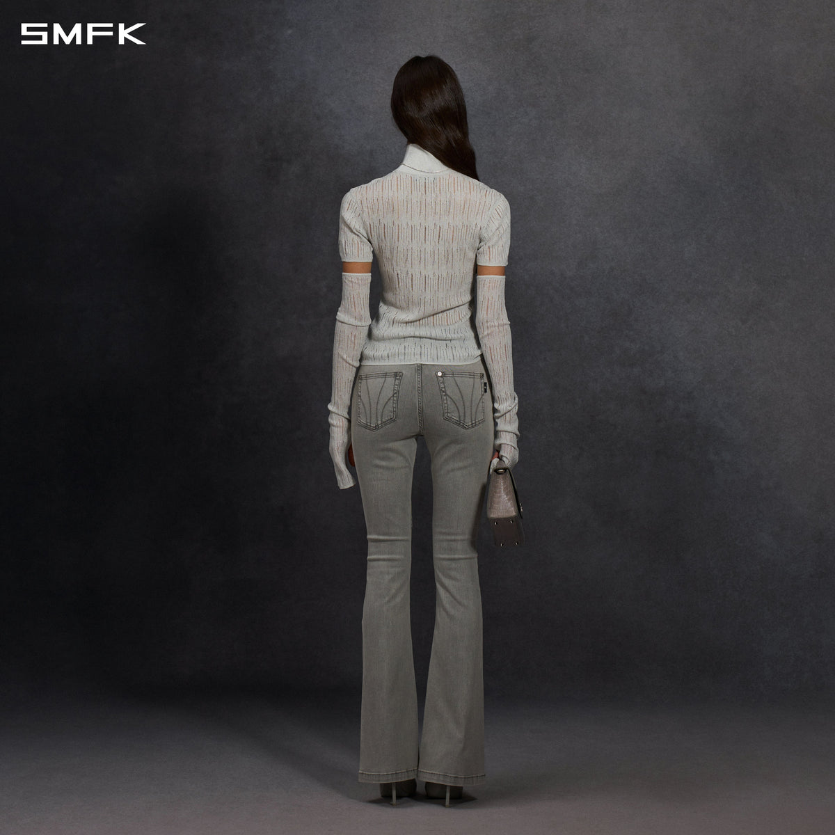 MYTH SIREN AURORA EVENING SLIM HIGH COLLAR KNIT TEE/METALLIC YARN AURORA SLIVER