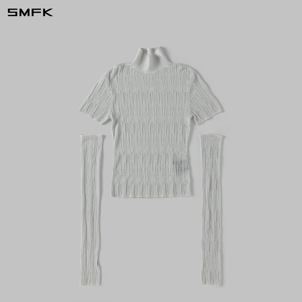 MYTH SIREN AURORA EVENING SLIM HIGH COLLAR KNIT TEE/METALLIC YARN AURORA SLIVER