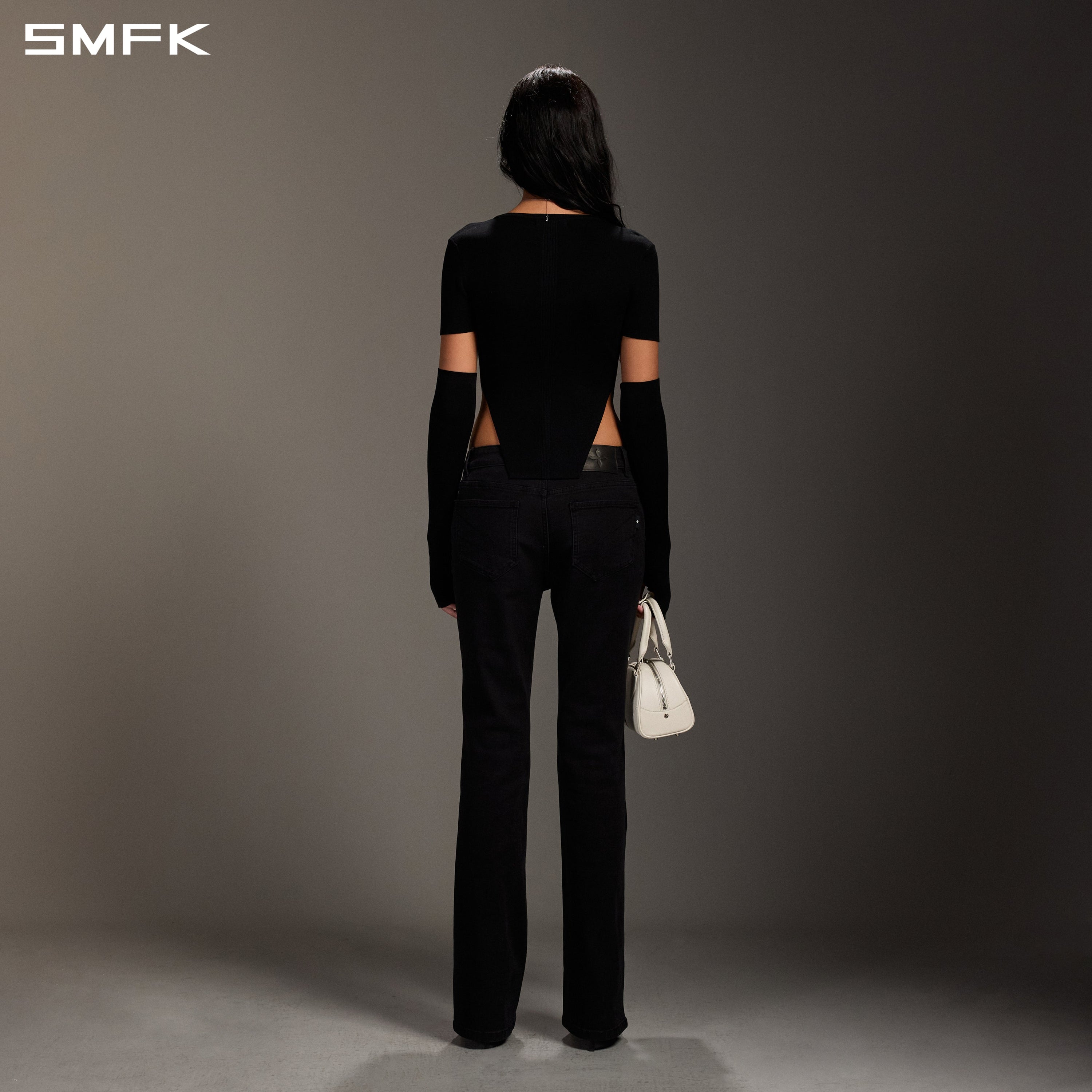 MYTH SIREN SLIM KNIT TEE/TENCEL+SILK WILD BLACK