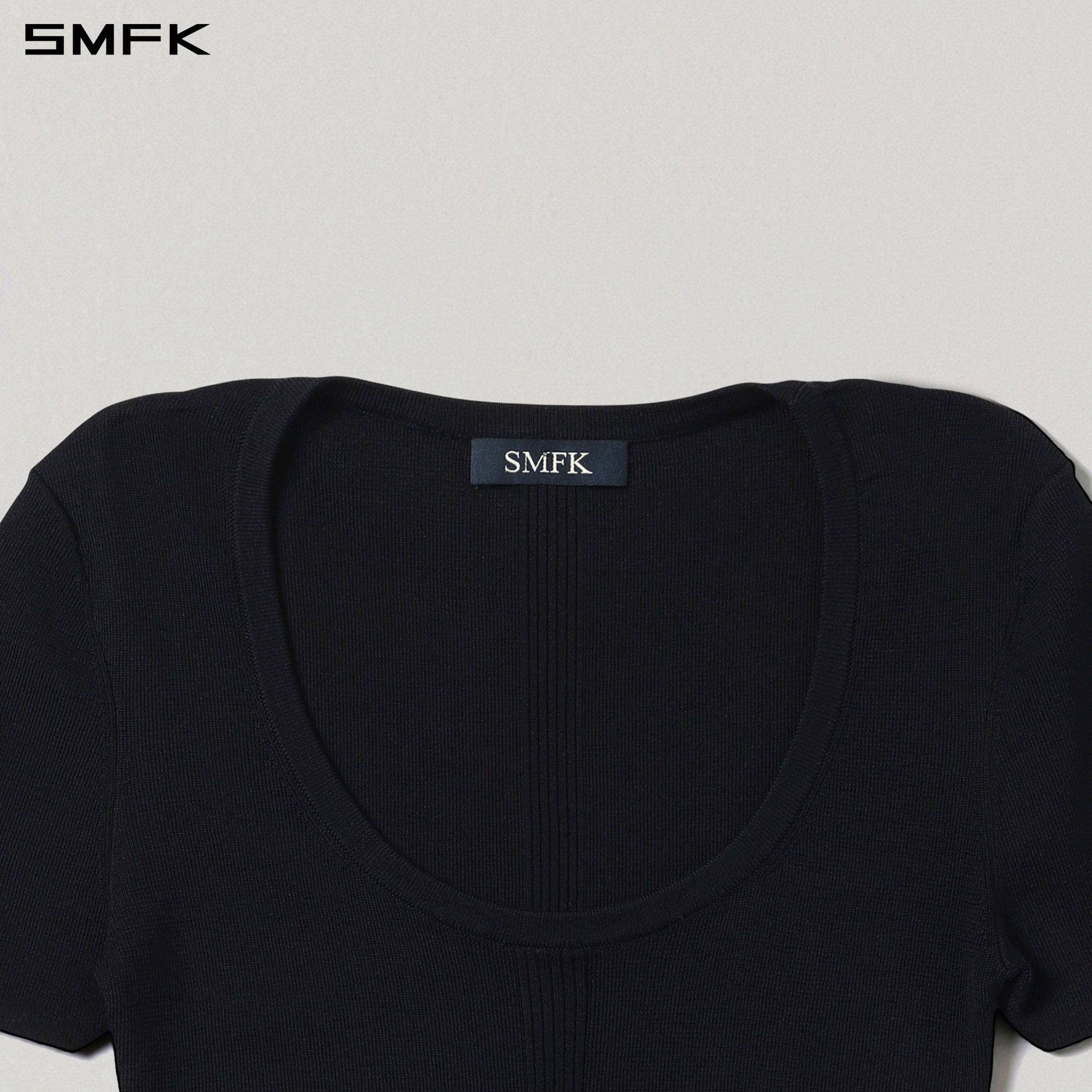 MYTH SIREN SLIM KNIT TEE/TENCEL+SILK WILD BLACK