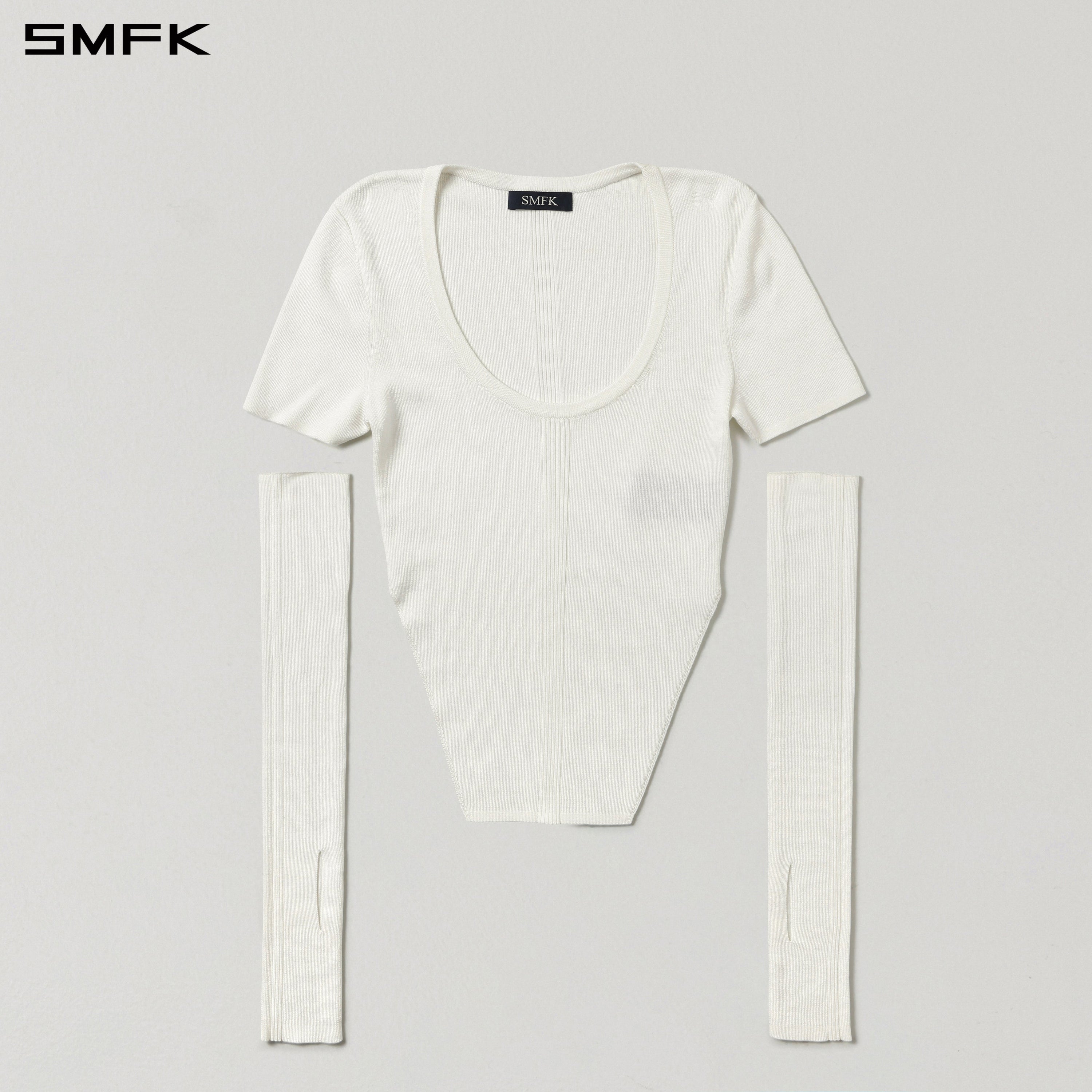MYTH SIREN SLIM KNIT TEE/TENCEL+SILK CLOUD WHITE