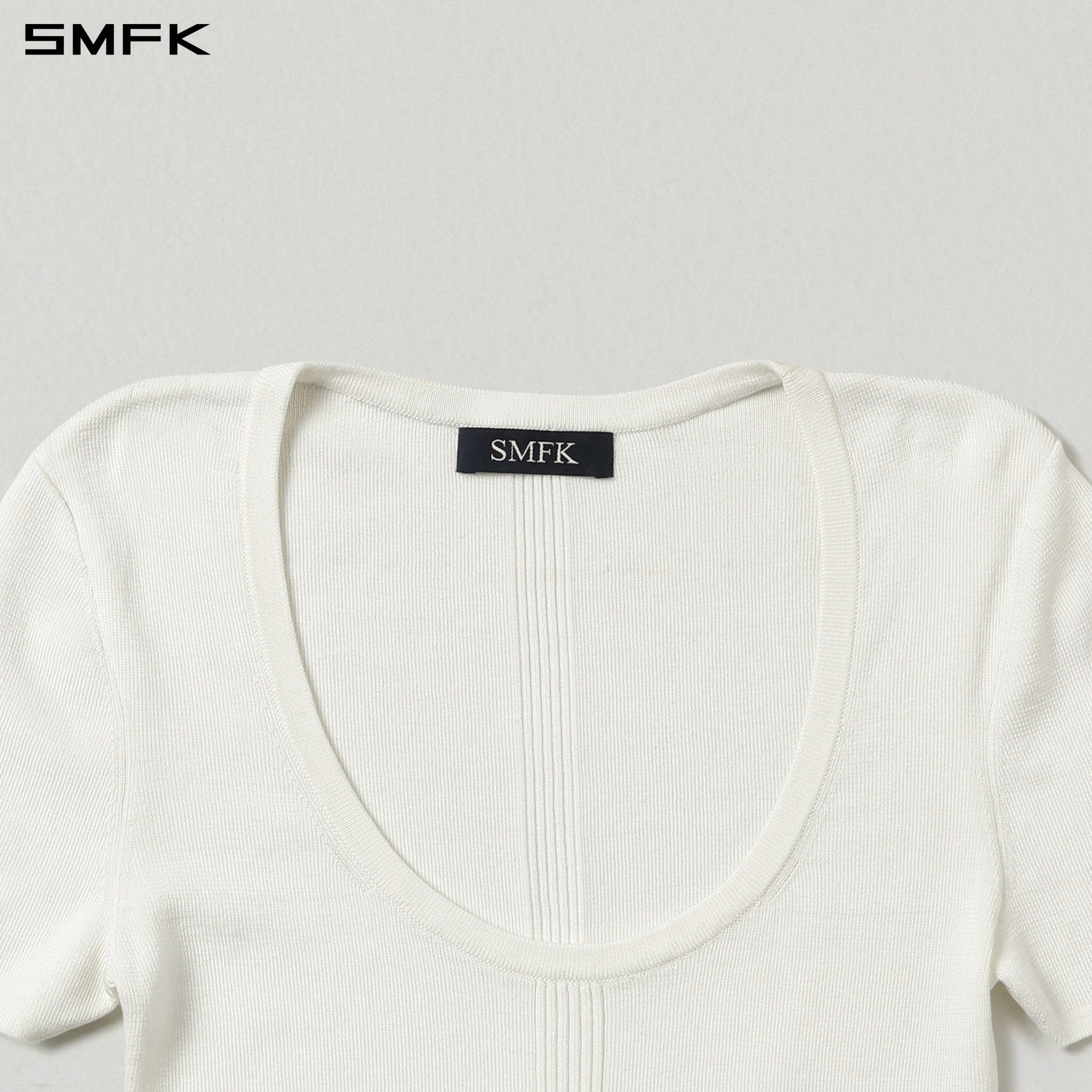 MYTH SIREN SLIM KNIT TEE/TENCEL+SILK CLOUD WHITE