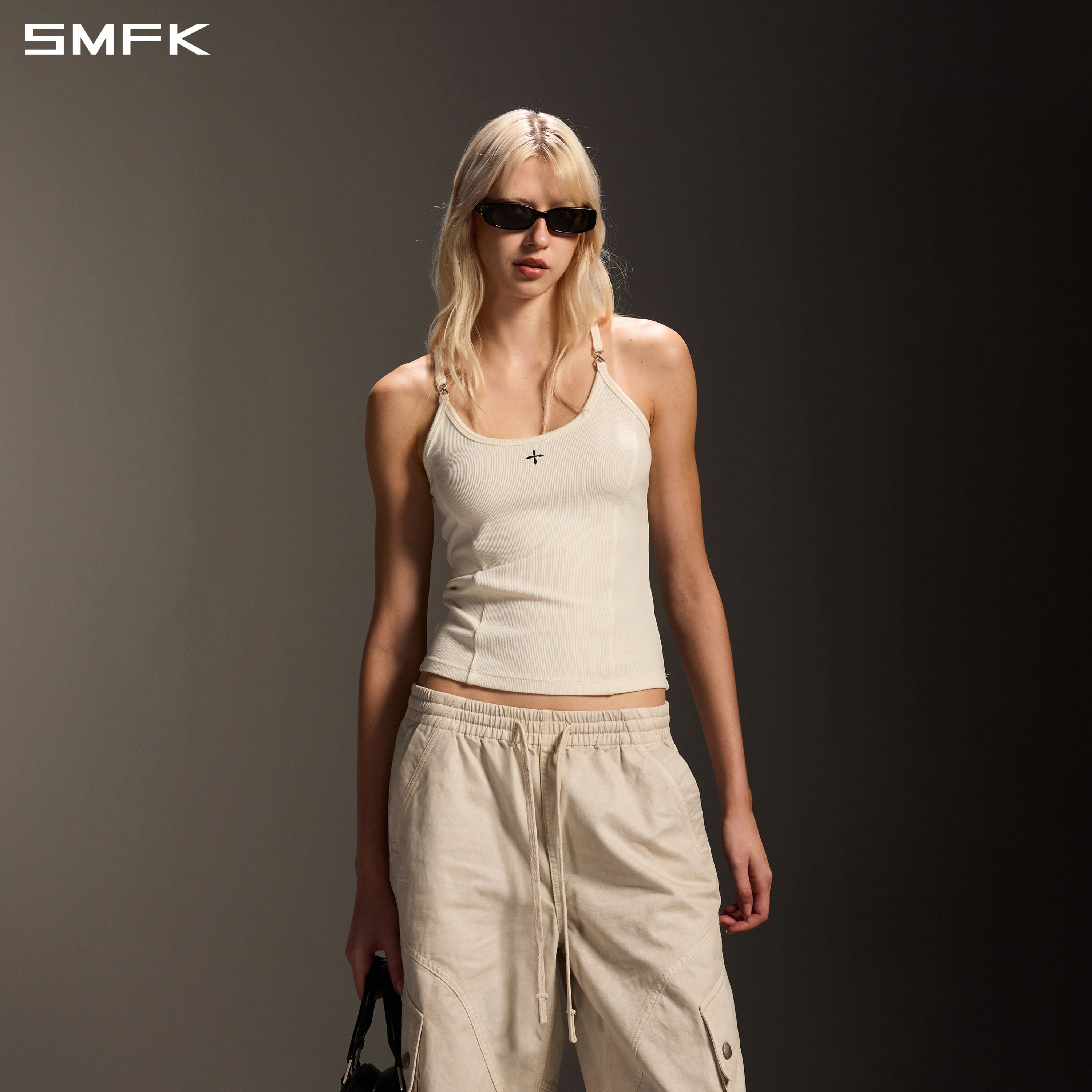 PERMANENT INFINITY SPORTS CAMISOLE/ACETATE+VISCOSE+ACRYLIC+SPANDEX+WOOL CLOUD WHITE