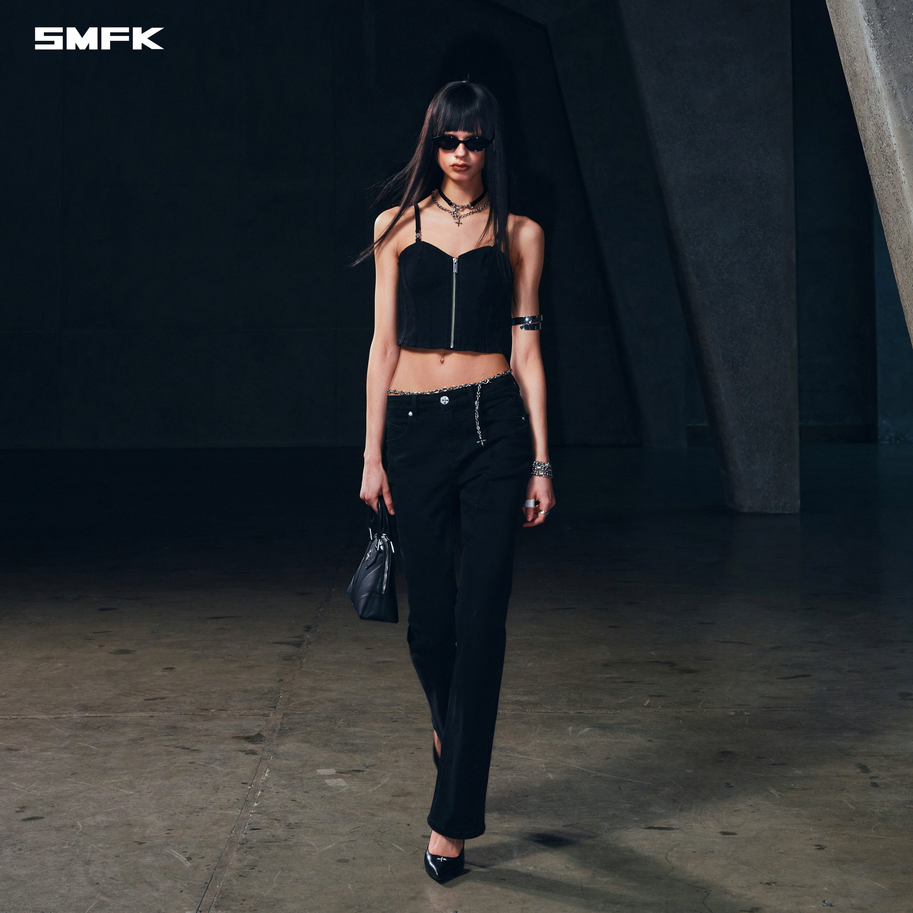 WILD MIRAGE SLIM DENIM CAMISOLE/E-COTTON WILD BLACK