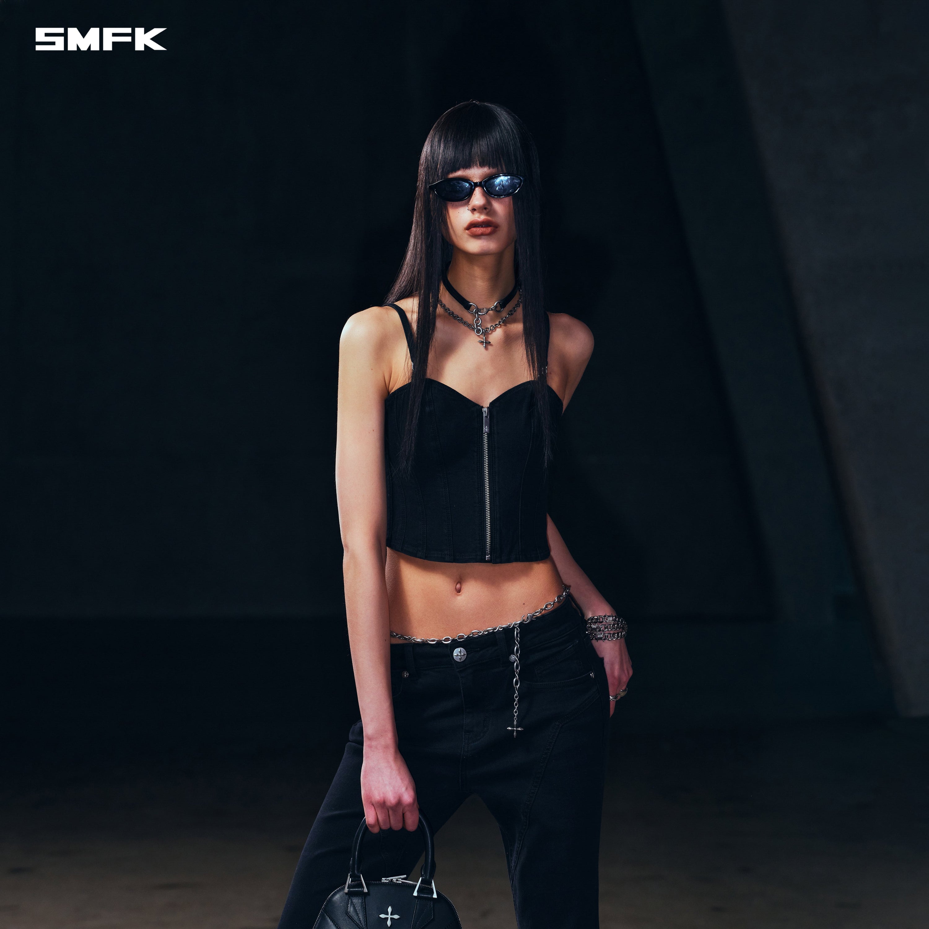 WILD MIRAGE SLIM DENIM CAMISOLE/E-COTTON WILD BLACK