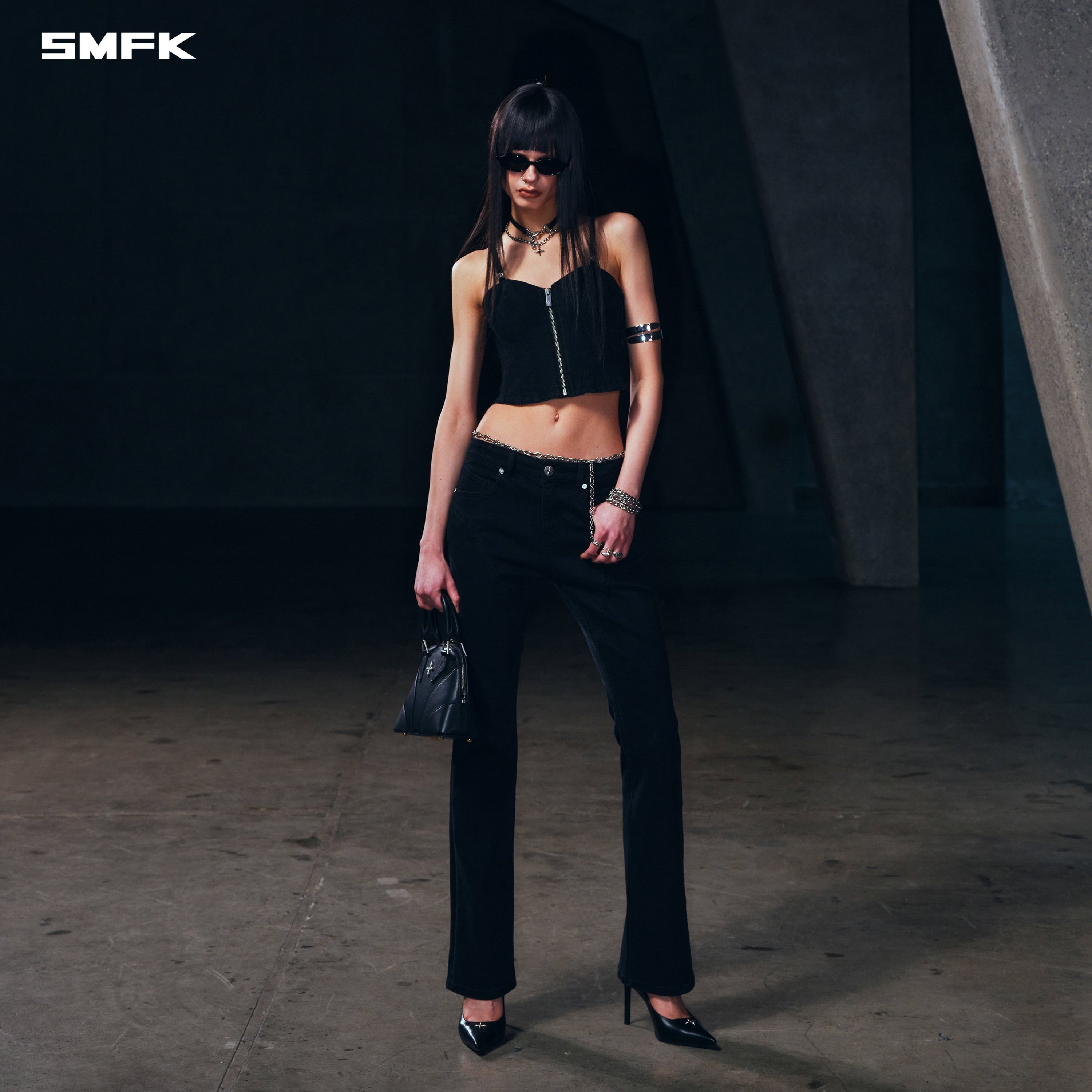 WILD MIRAGE SLIM DENIM CAMISOLE/E-COTTON WILD BLACK