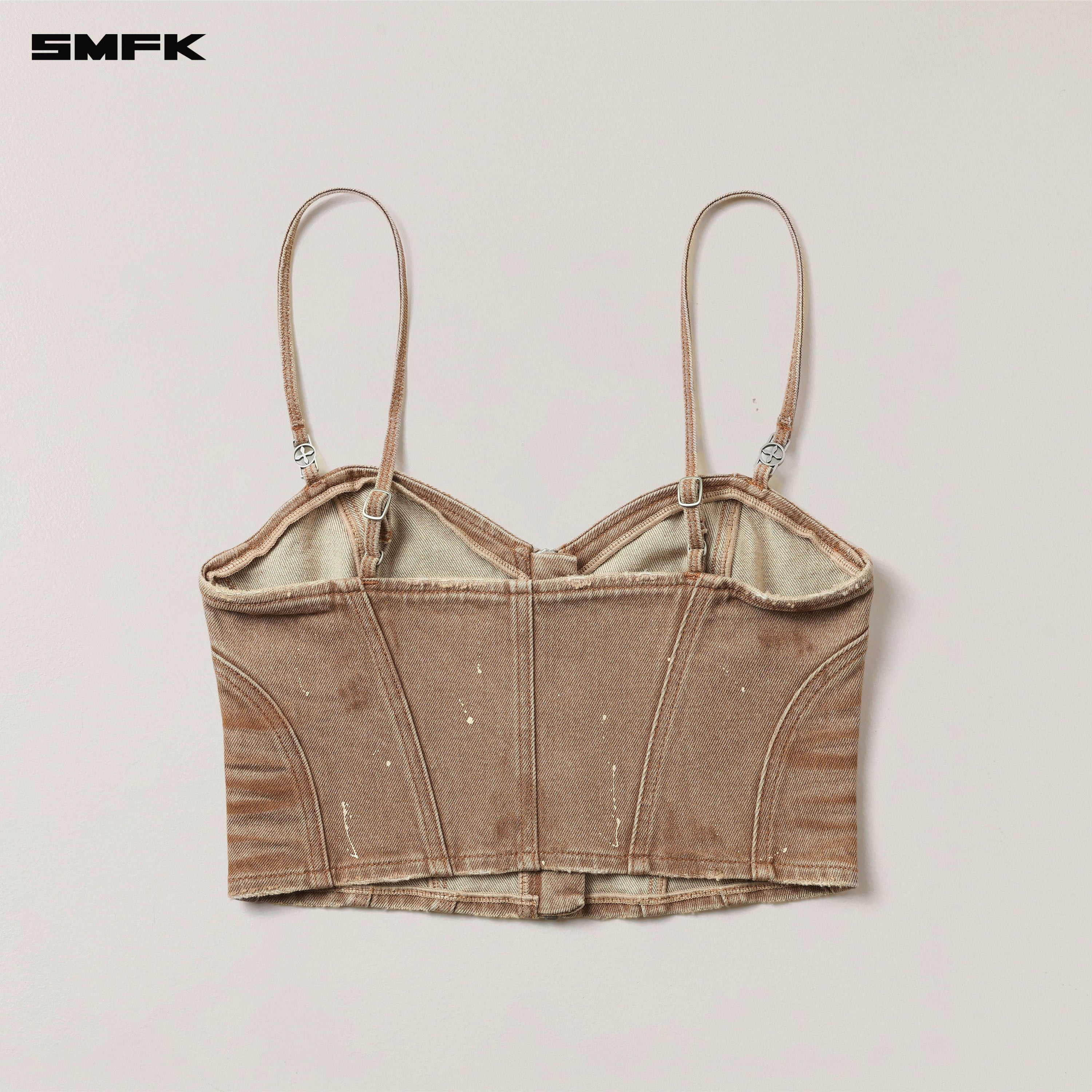 RAGE WILD ORIGIN HANDCRAFT DENIM ZIPPER CAMISOLE WILD COWBOY BROWN
