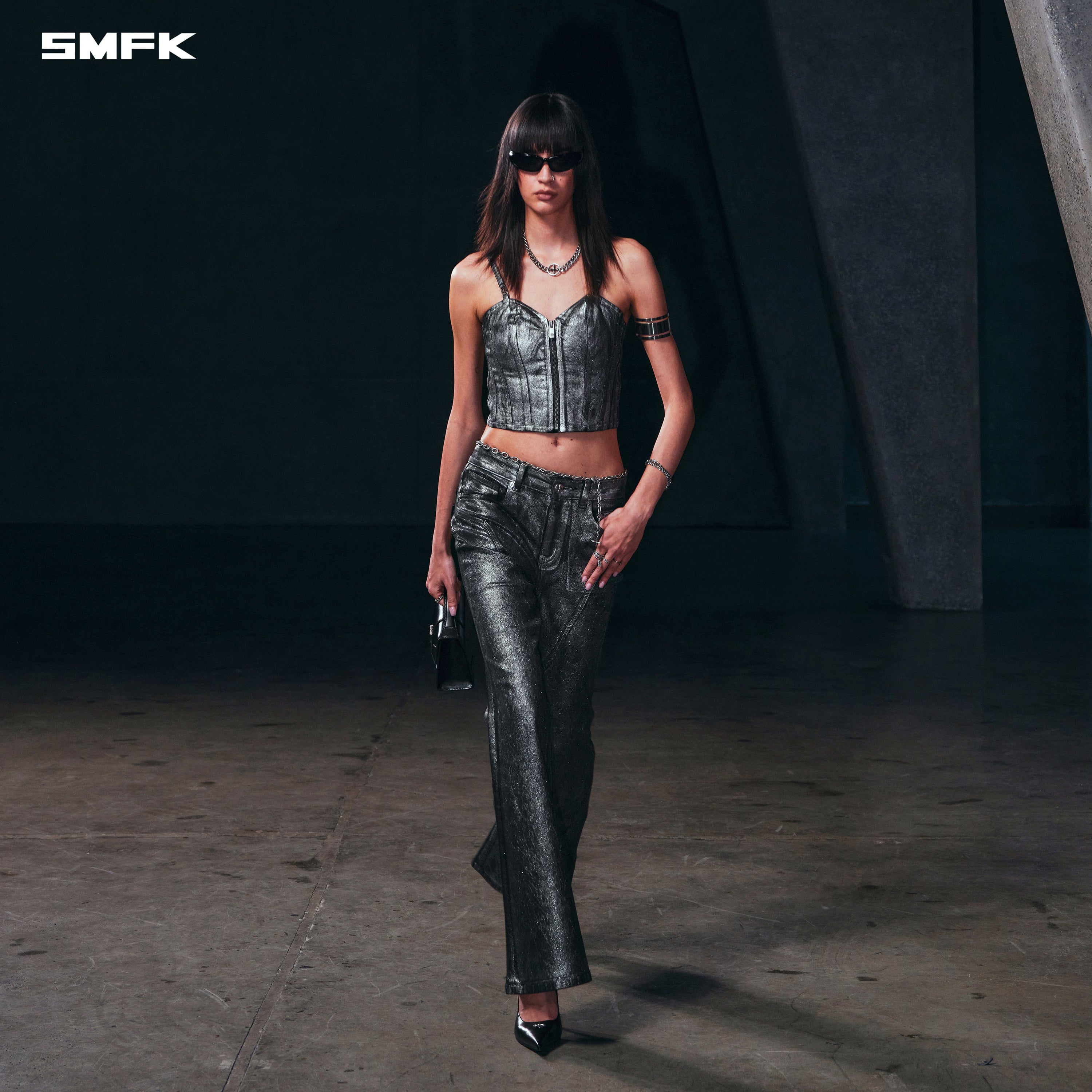 WILD MIRAGE SLIM DENIM CAMISOLE/E-COTTON SILVER NEBULA