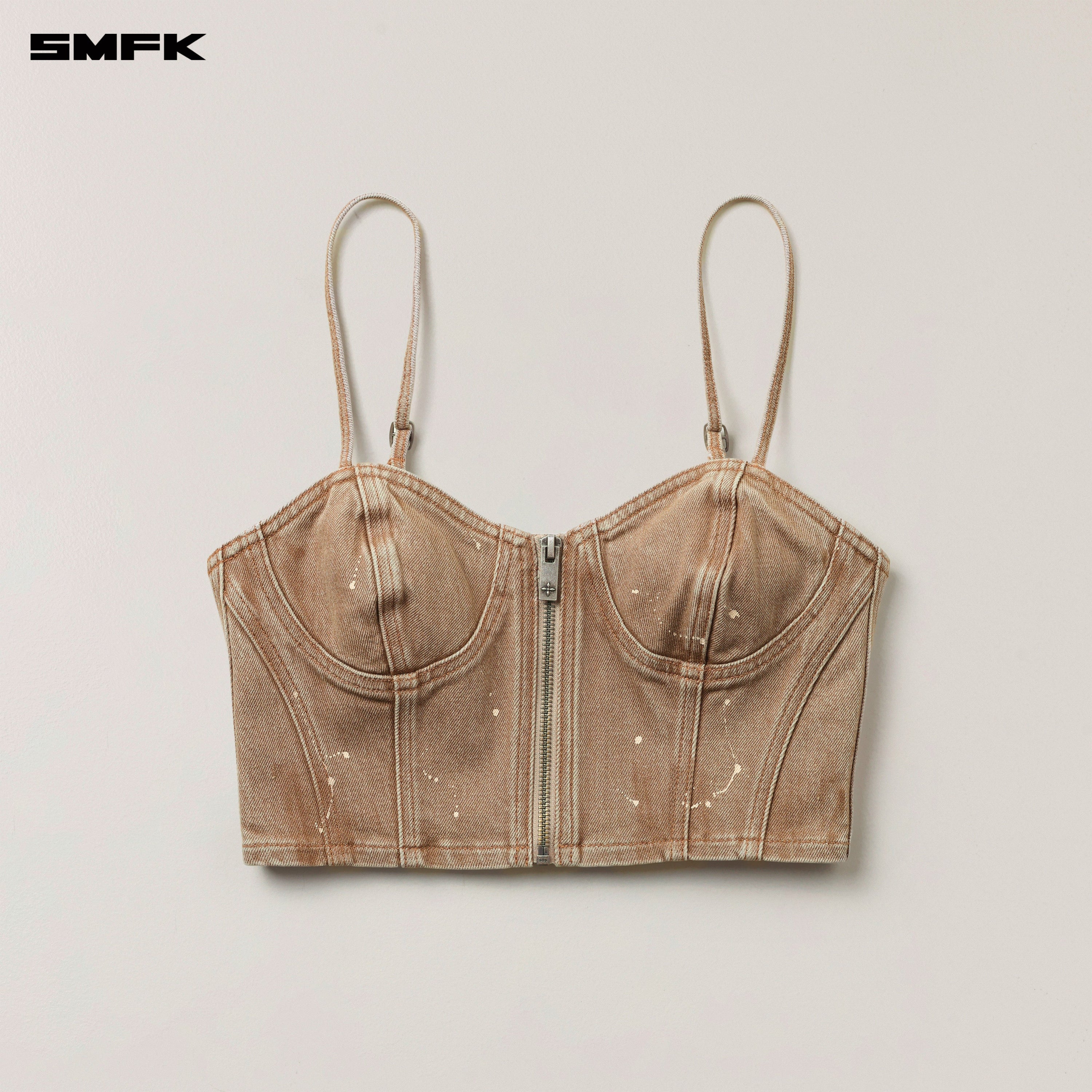 RAGE WILD ORIGIN HANDCRAFT DENIM BRA TANK WILD COWBOY BROWN