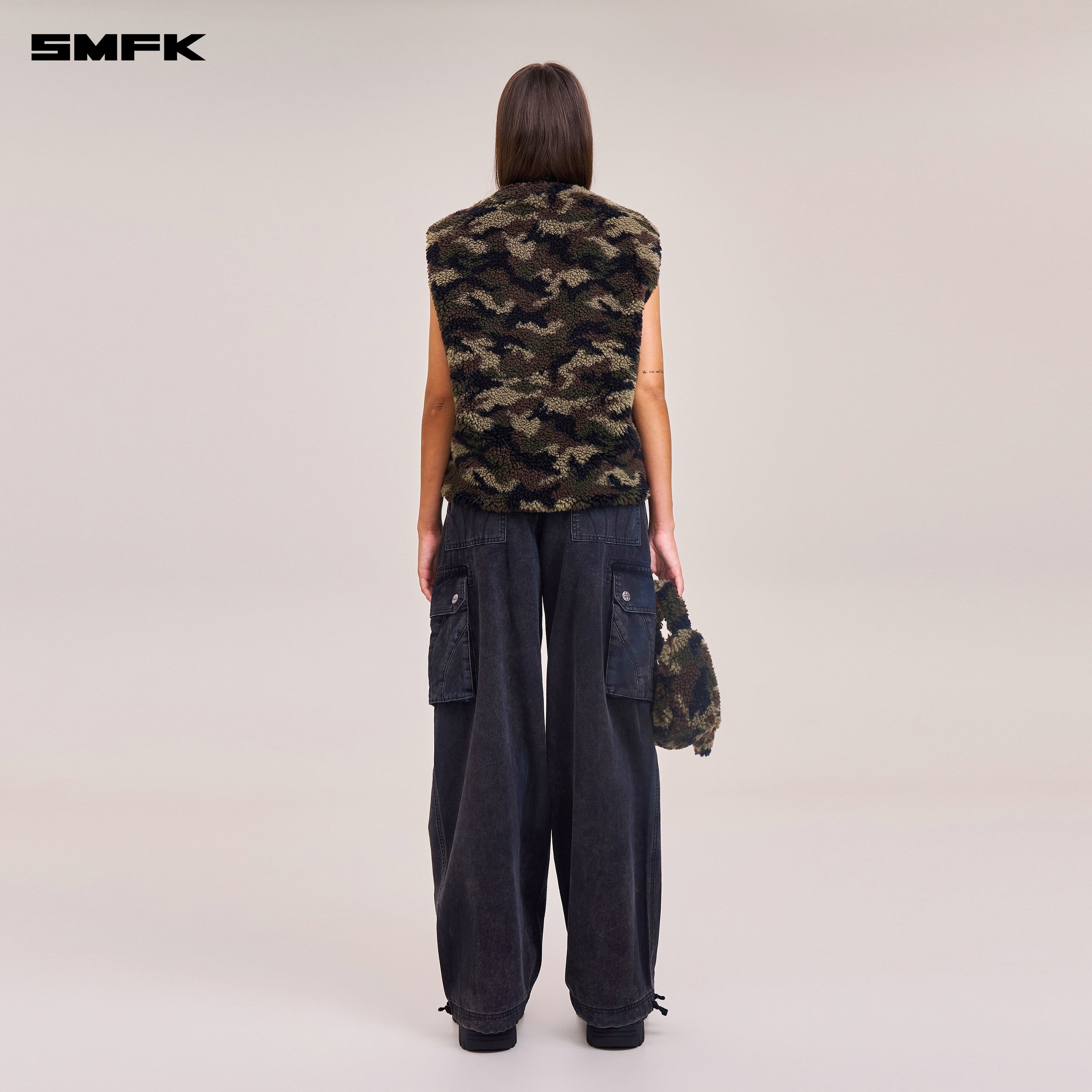 COMPASS MODE ROVE WOOL JACQUARD CAMO LOOSE TANK ARMY GREEN CAMOUFLAGE